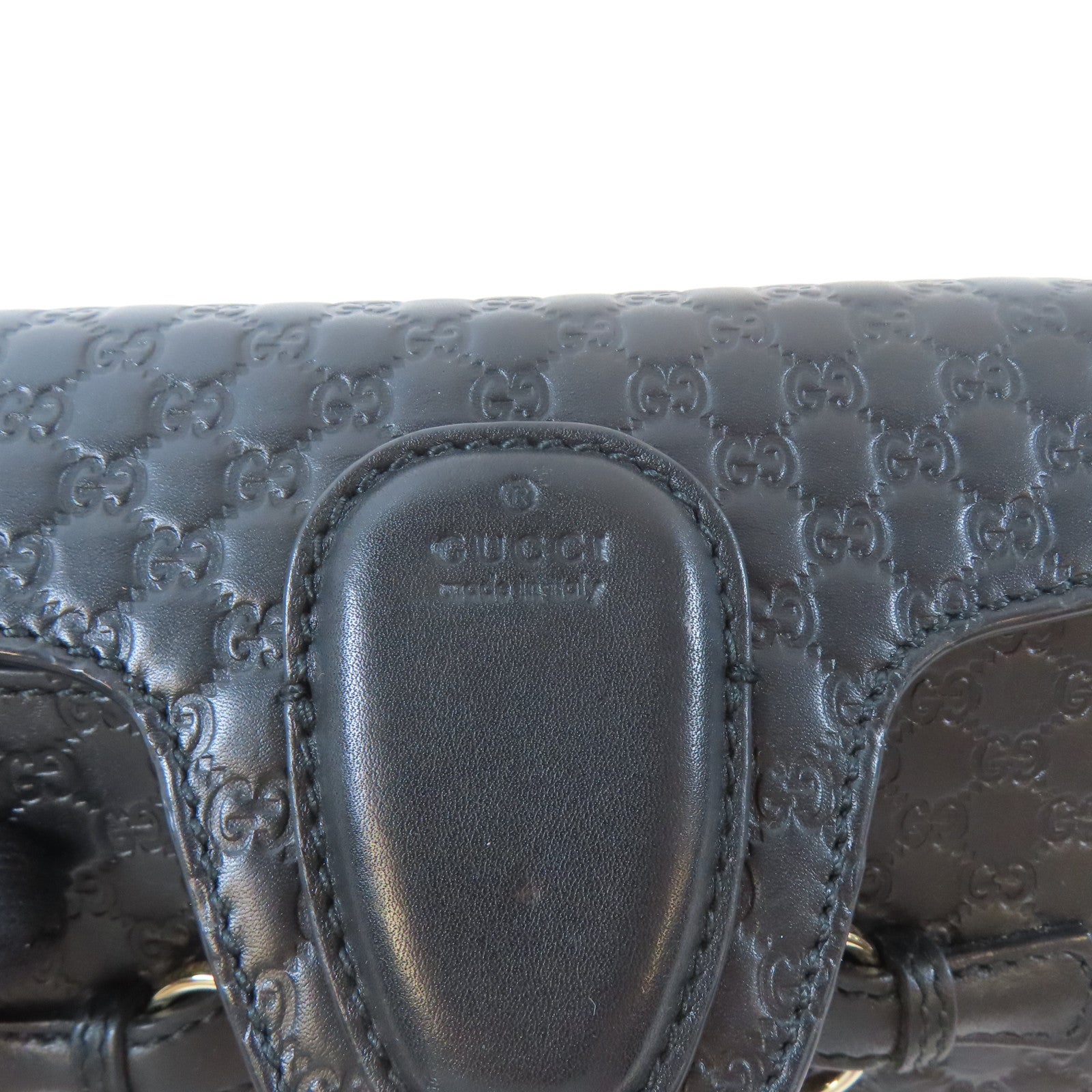 GUCCI 牛皮皮革Guccissima Mini Emily Shoulder金扣鏈帶肩背袋黑色