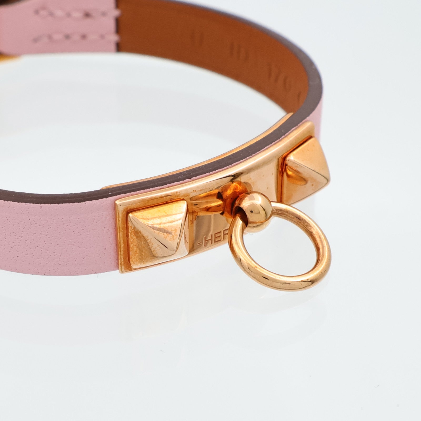 HERMES Swift皮革Rivale Tour Bracelet手鏈Rose Sakura