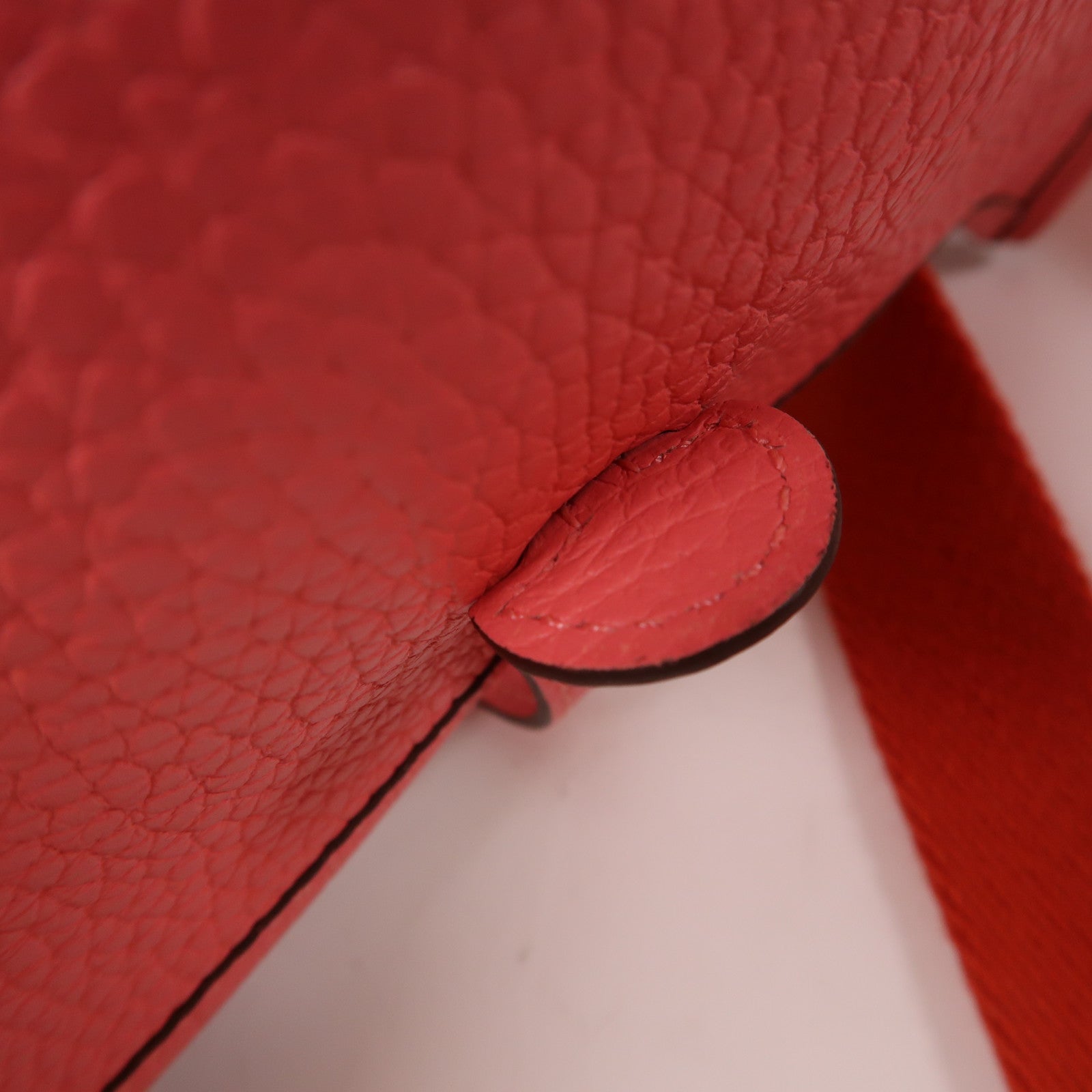 HERMES Clemence皮革Evelyne TPM銀扣肩背袋Rose Azalee