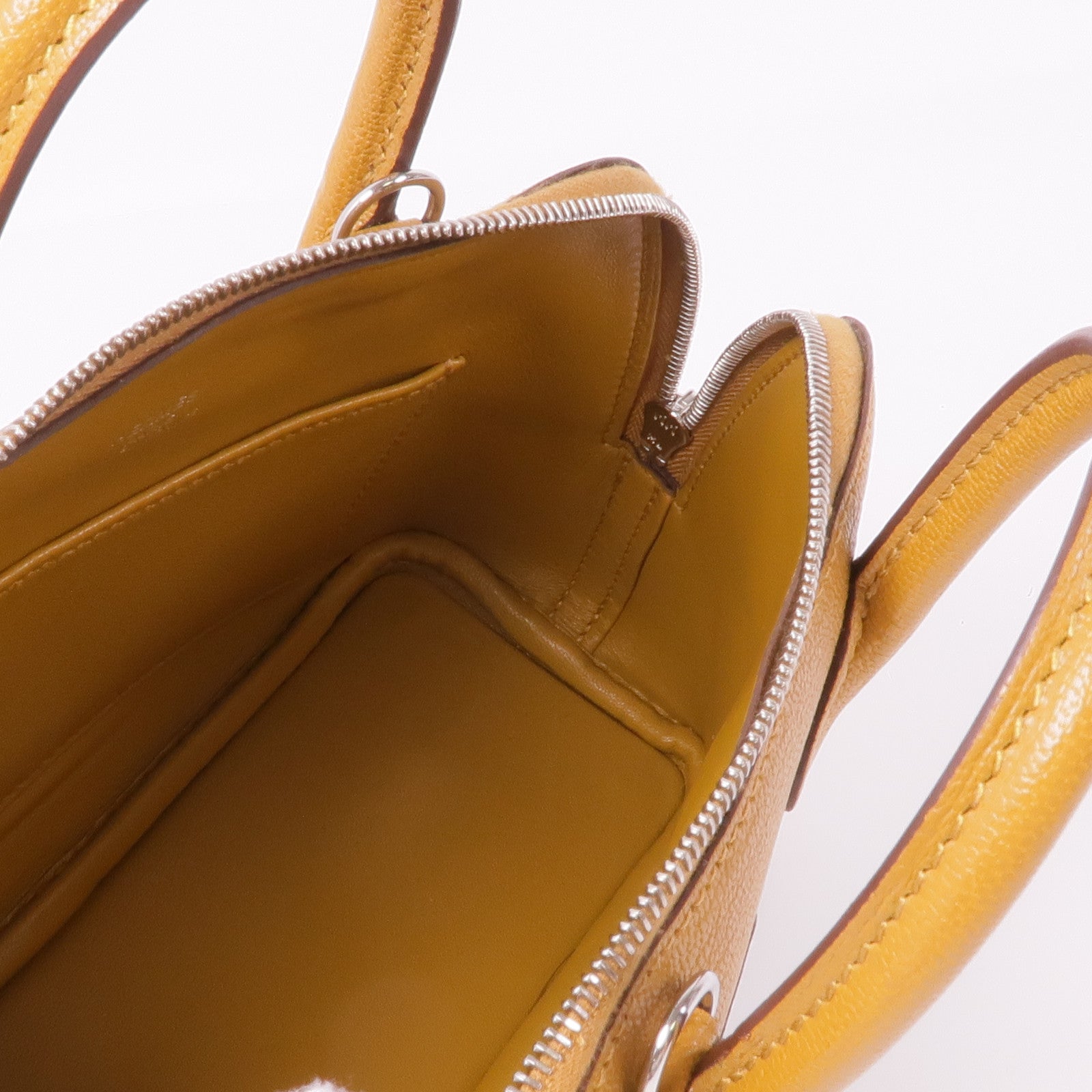 HERMES Chevre皮革Mini Bolide 1923銀扣手挽肩背兩用袋Caramel