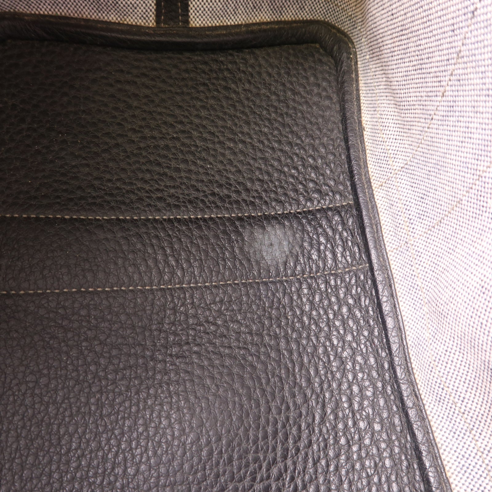 HERMES 帆布GardenParty PM銀扣肩背袋Black/White