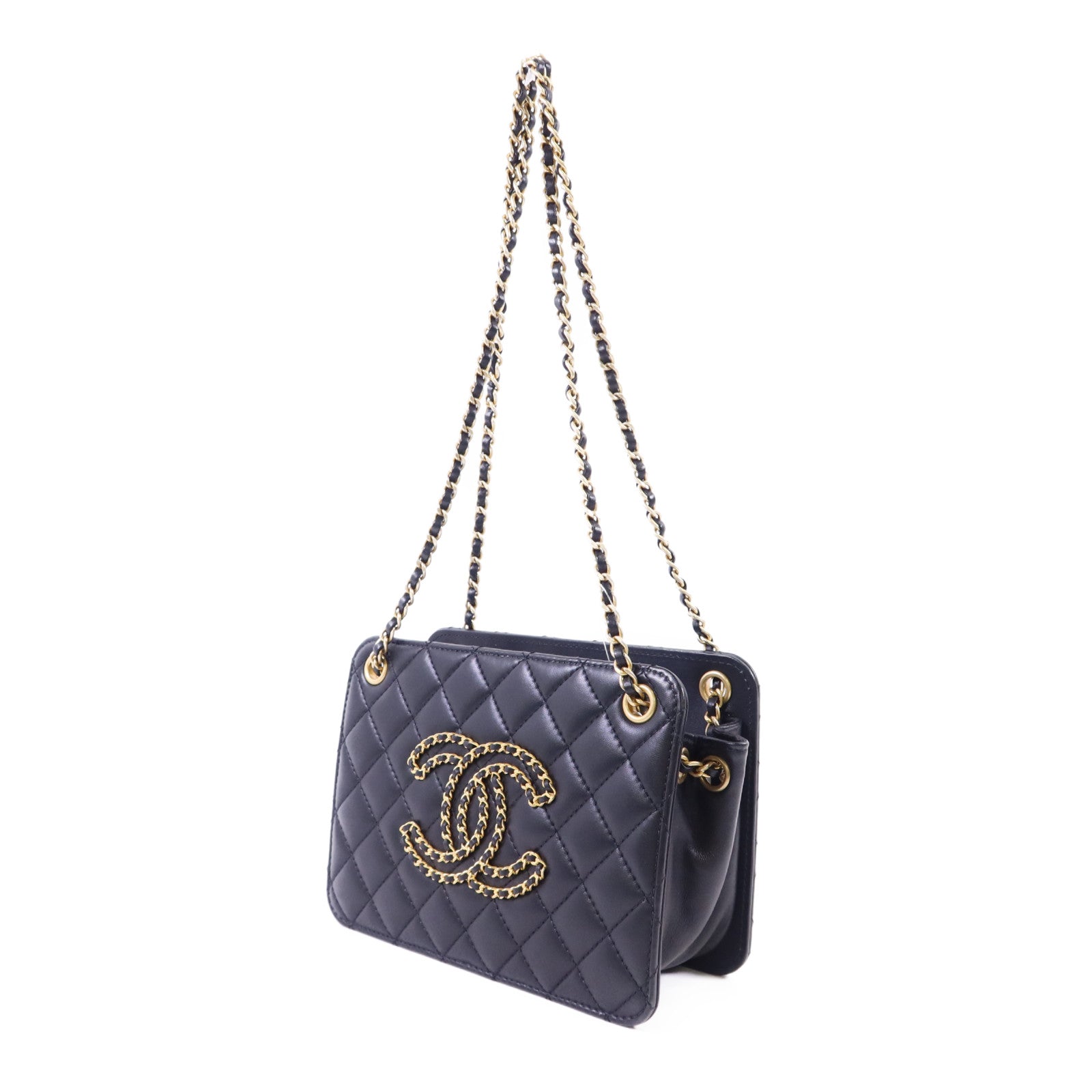 CHANEL 牛皮皮革Chain Shoulder Bag金扣鏈帶肩背袋