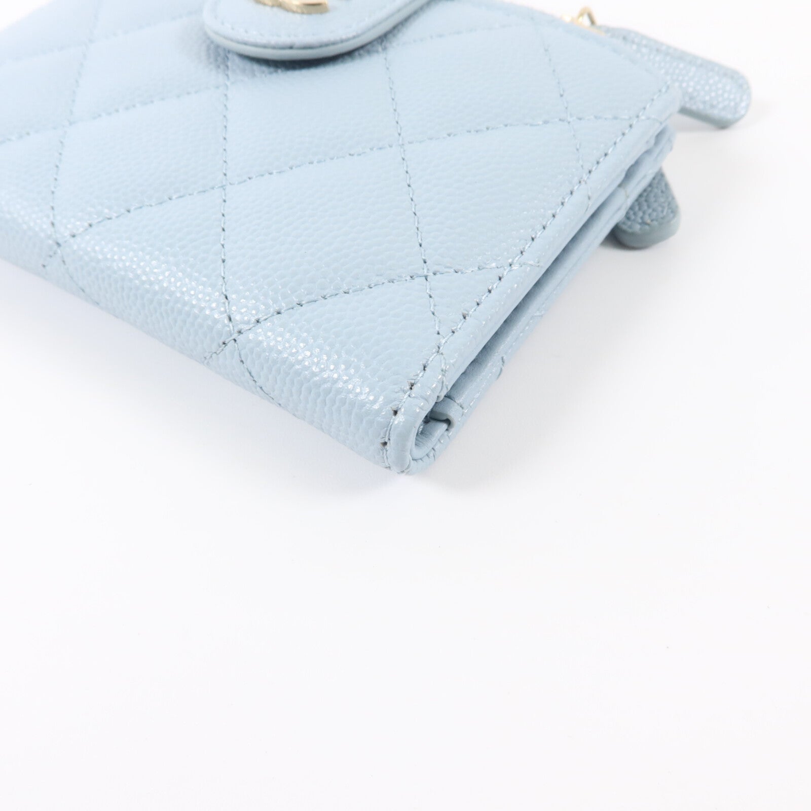 CHANEL 牛皮皮革Classic Small Zipped Wallet金扣錢包
