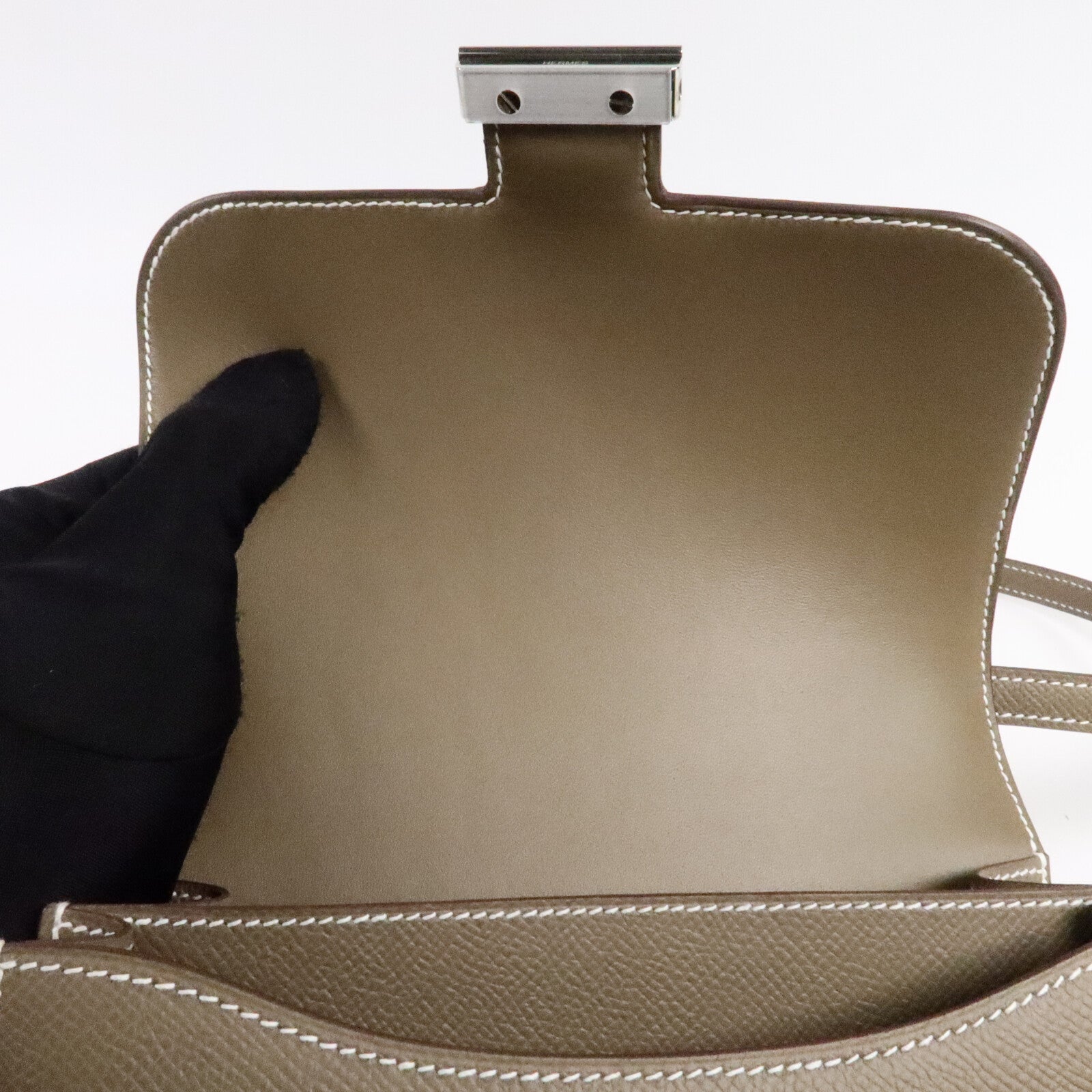 HERMES Epsom皮革Constance Mini肩背袋Etoupe