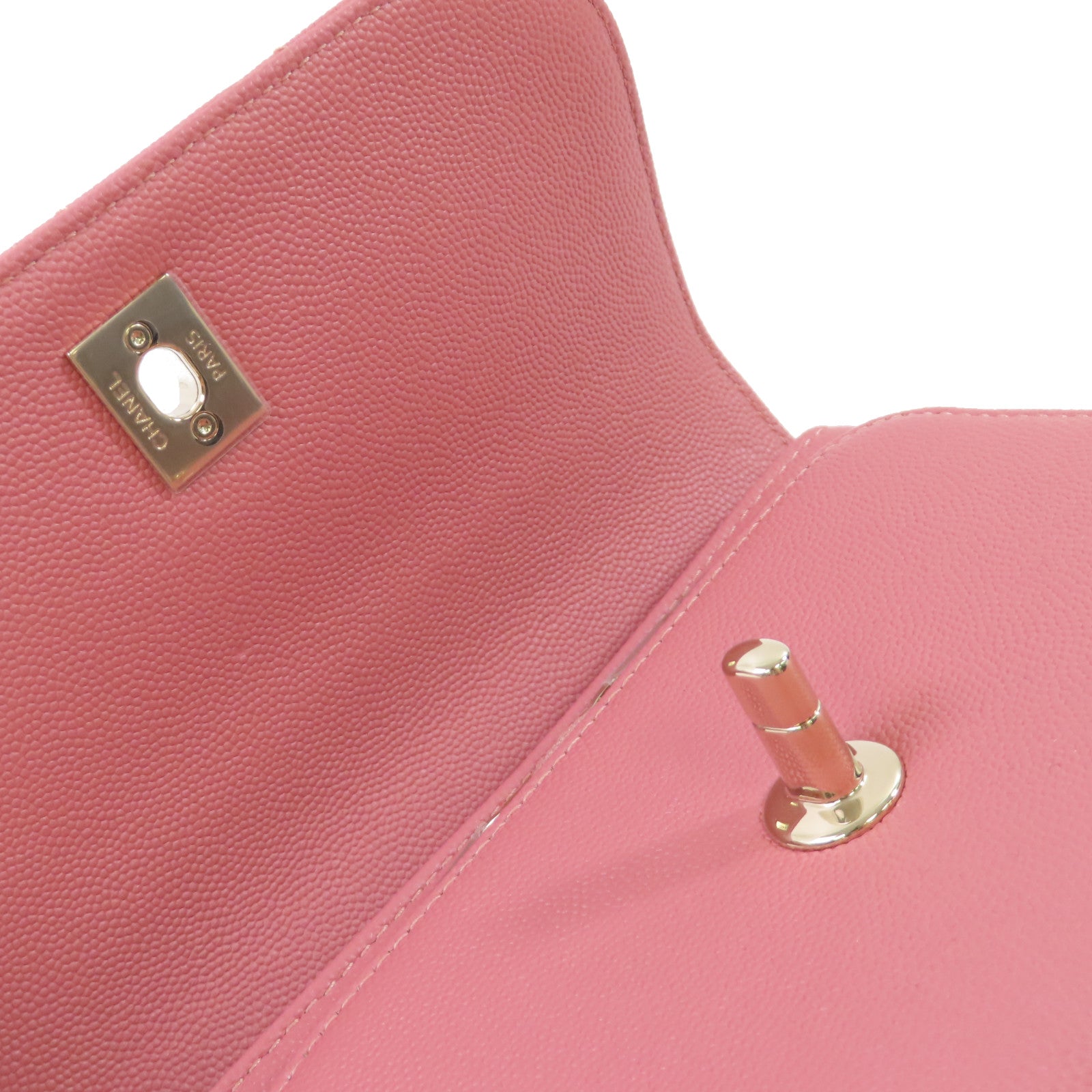 CHANEL 菱格Caviar皮革Affinity 2Way Shoulder Bag金扣鏈帶肩背袋粉紅色