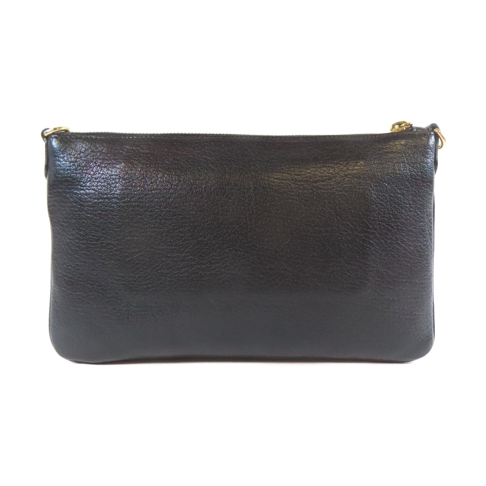 Miu Miu 皮革Shoulder Bag金扣肩背袋黑色