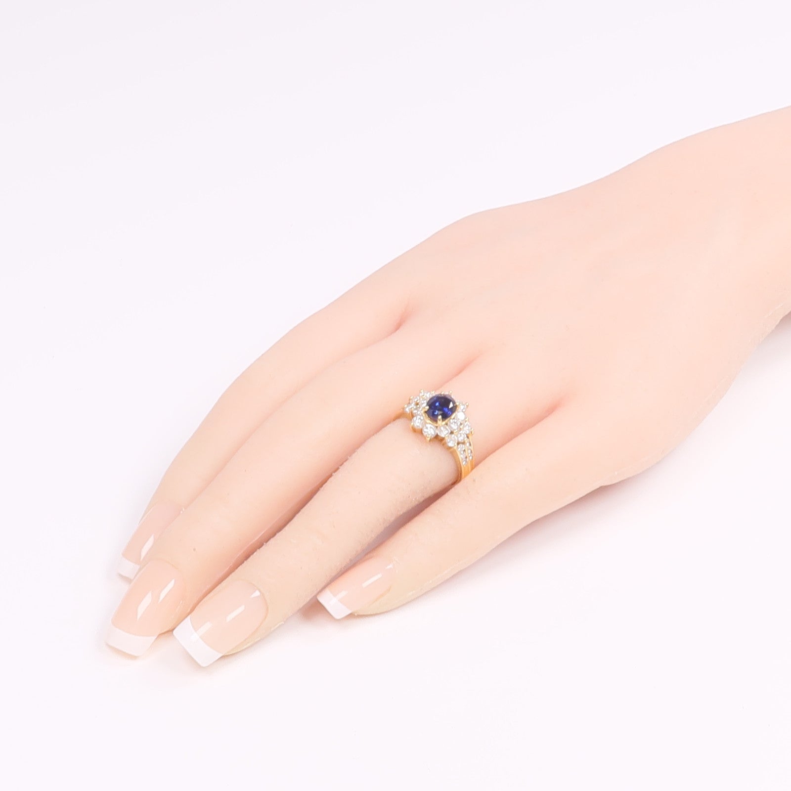 JEWELRY 【激減優惠】18K黃金Sapphire Diamond Ring藍寶石/鑽石戒指US#6
