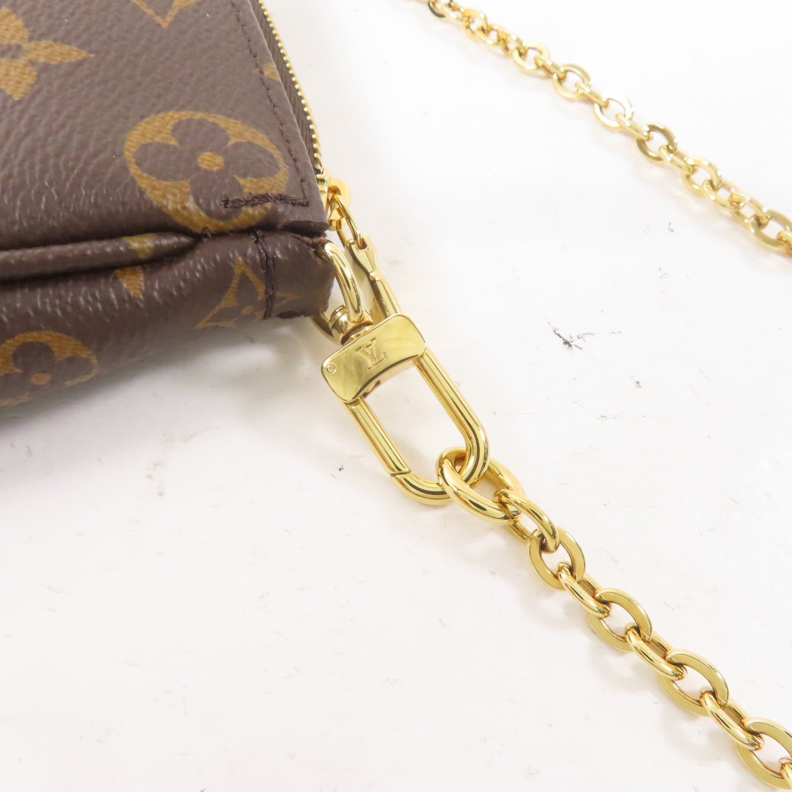 LOUIS VUITTON Monogram Multi Pochette Accessoires金扣手挽肩背兩用袋啡色