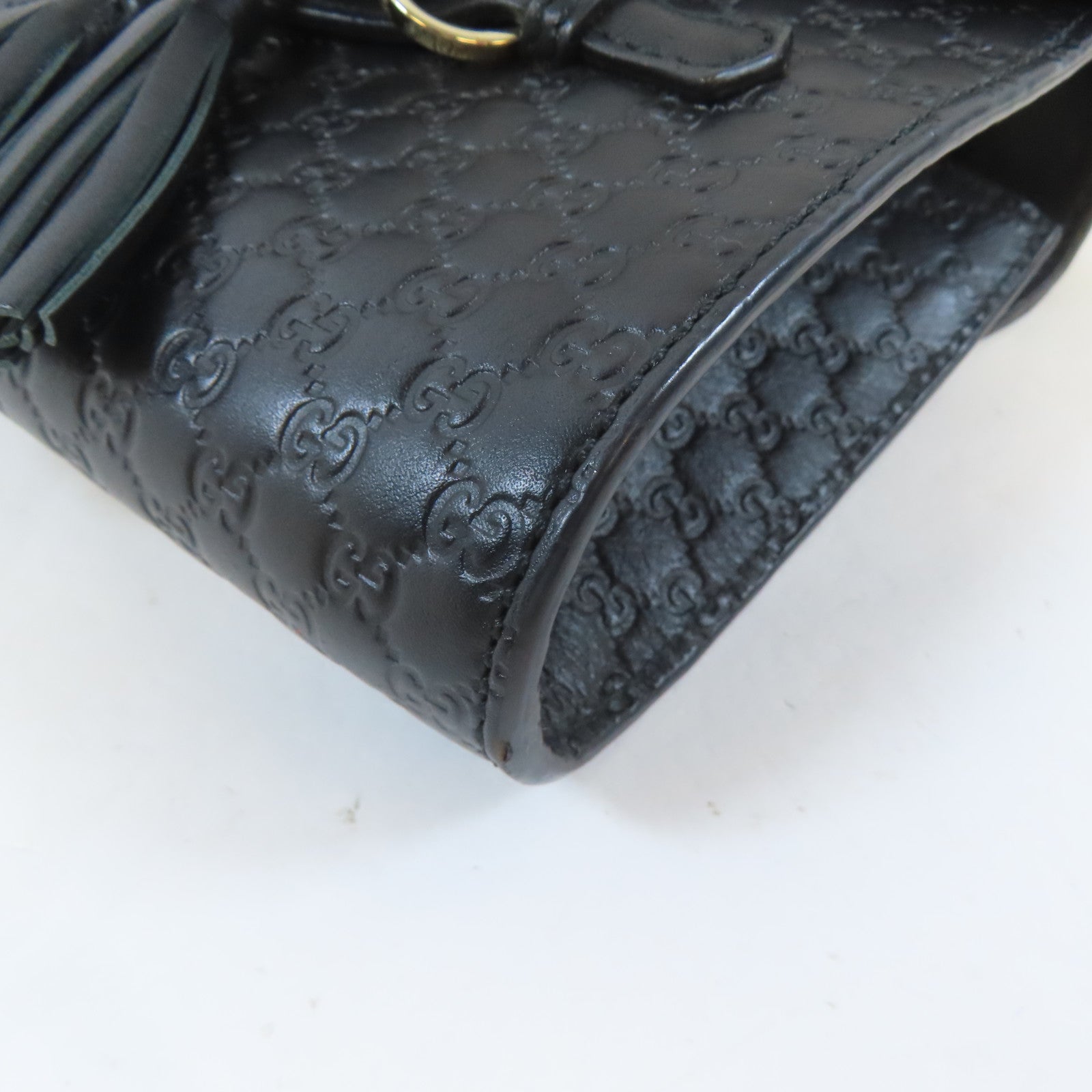 GUCCI 牛皮皮革Guccissima Mini Emily Shoulder金扣鏈帶肩背袋黑色