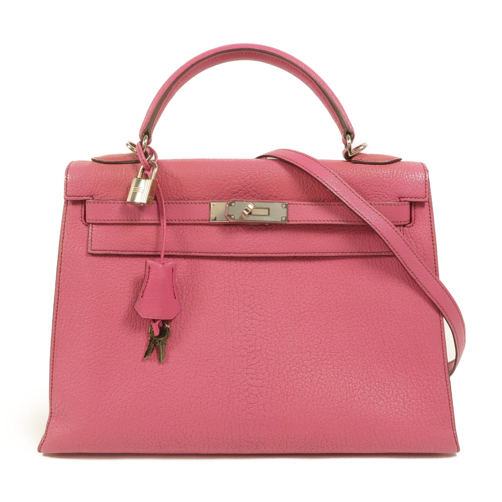 HERMES Chevre皮革Kelly 32手挽肩背兩用袋Fuchsia