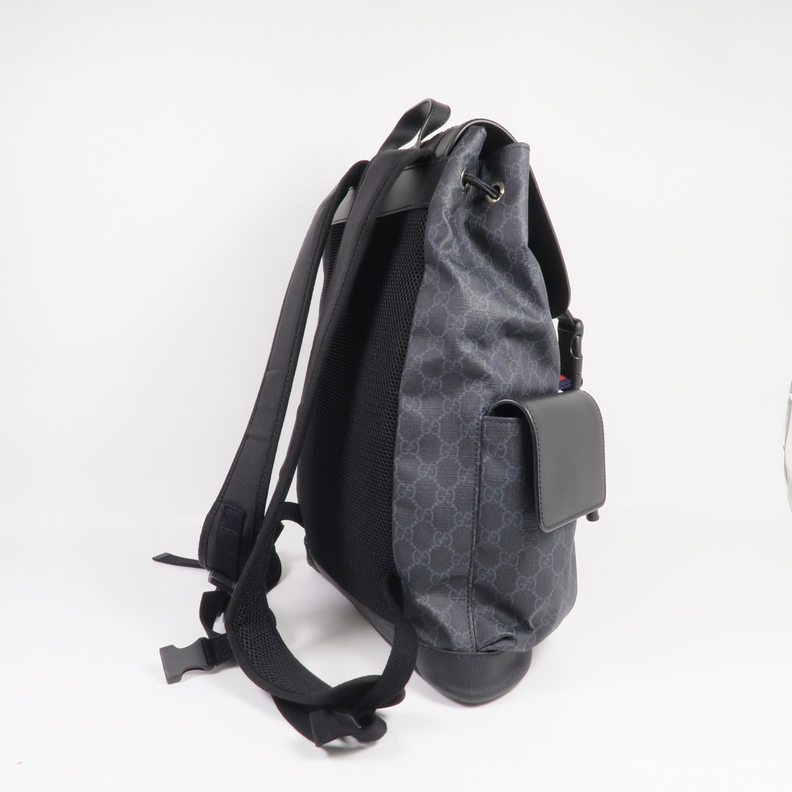 GUCCI 塗層帆布GG Supreme Backpack銀扣背包