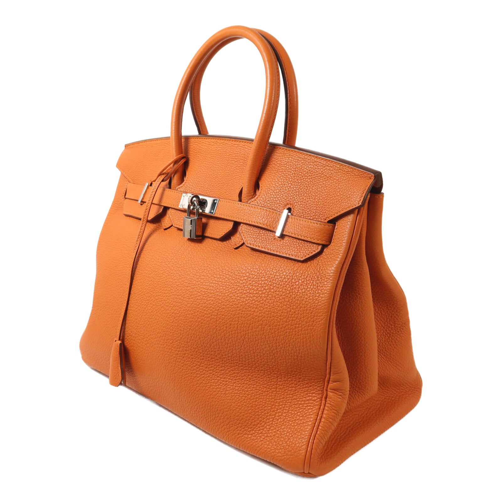 HERMES Togo皮革Birkin 35銀扣手挽袋Orange