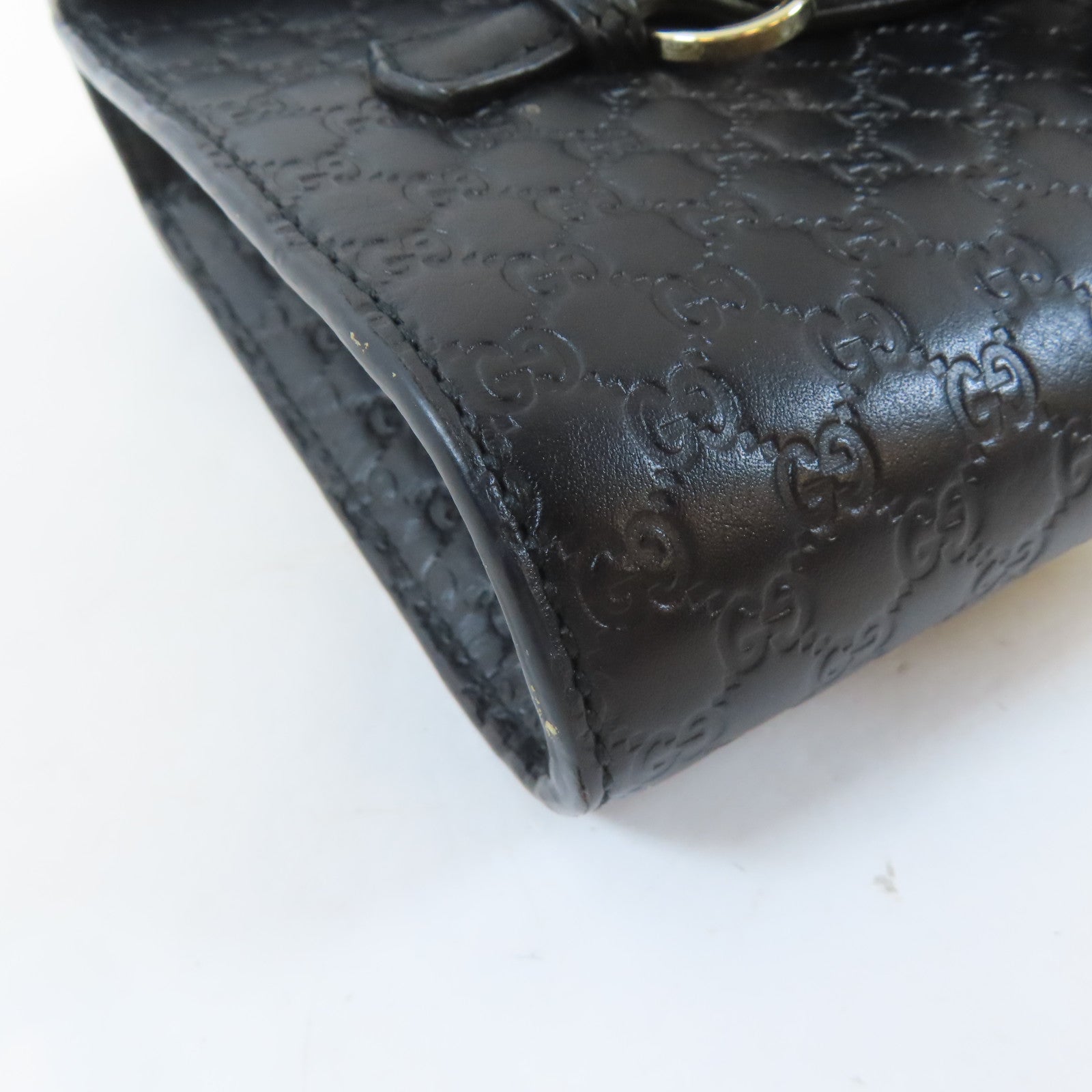 GUCCI 牛皮皮革Guccissima Mini Emily Shoulder金扣鏈帶肩背袋黑色