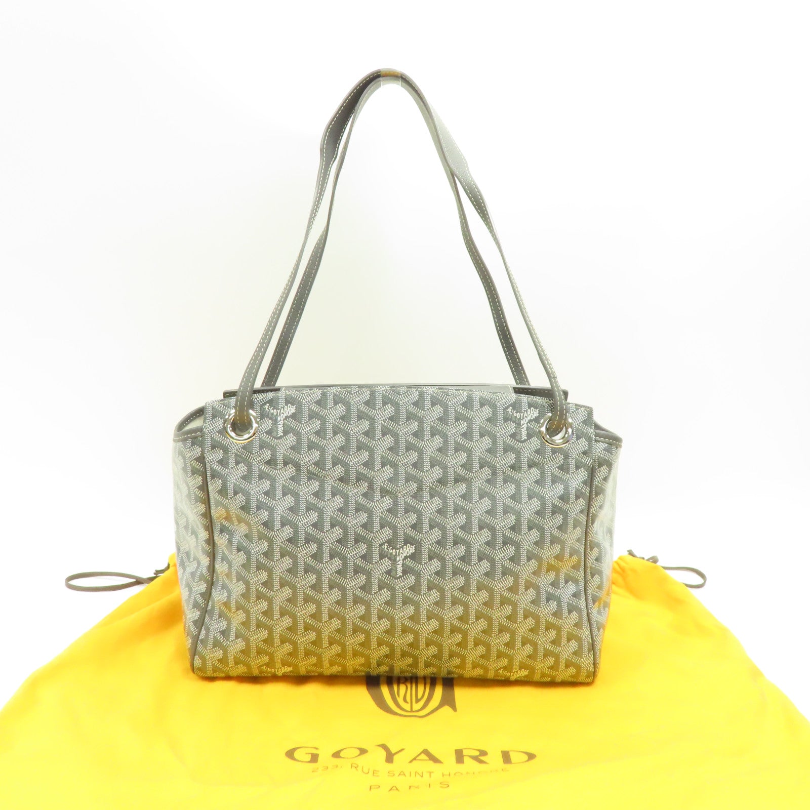 GOYARD 塗層帆布Sac Rouette Souple PM銀扣肩背袋灰色