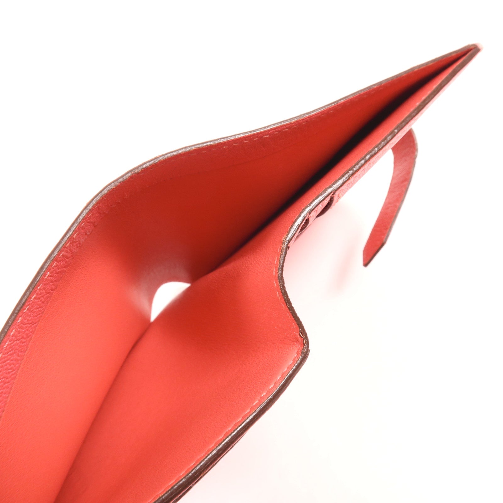 HERMES Chevre皮革Bearn Compact Wallet銀扣錢包Rose Azalee