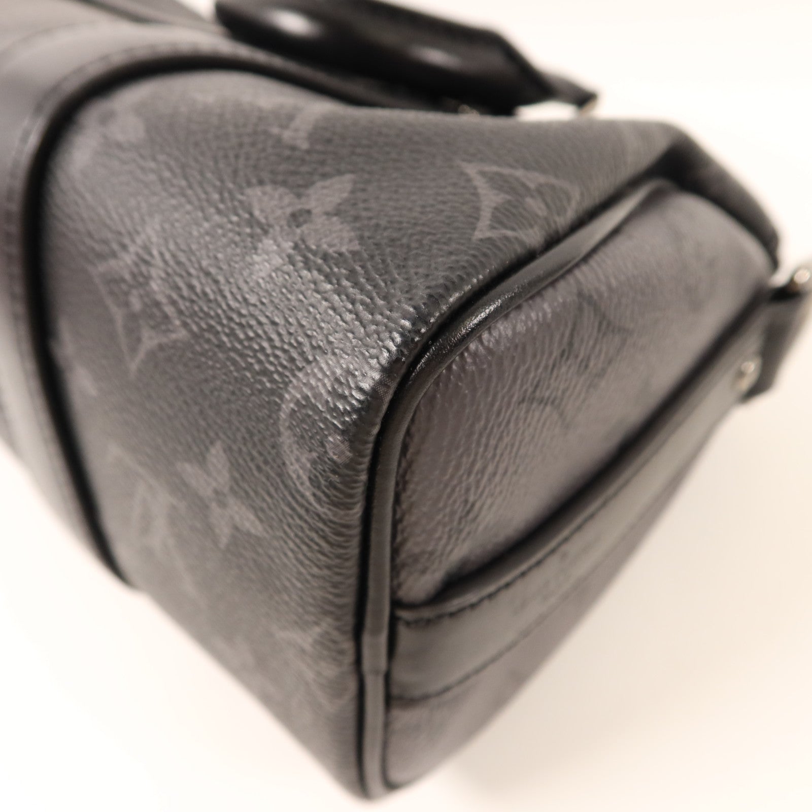 LOUIS VUITTON Monogram Eclipse Keepall Bandouliere 25銀扣手挽肩背兩用袋