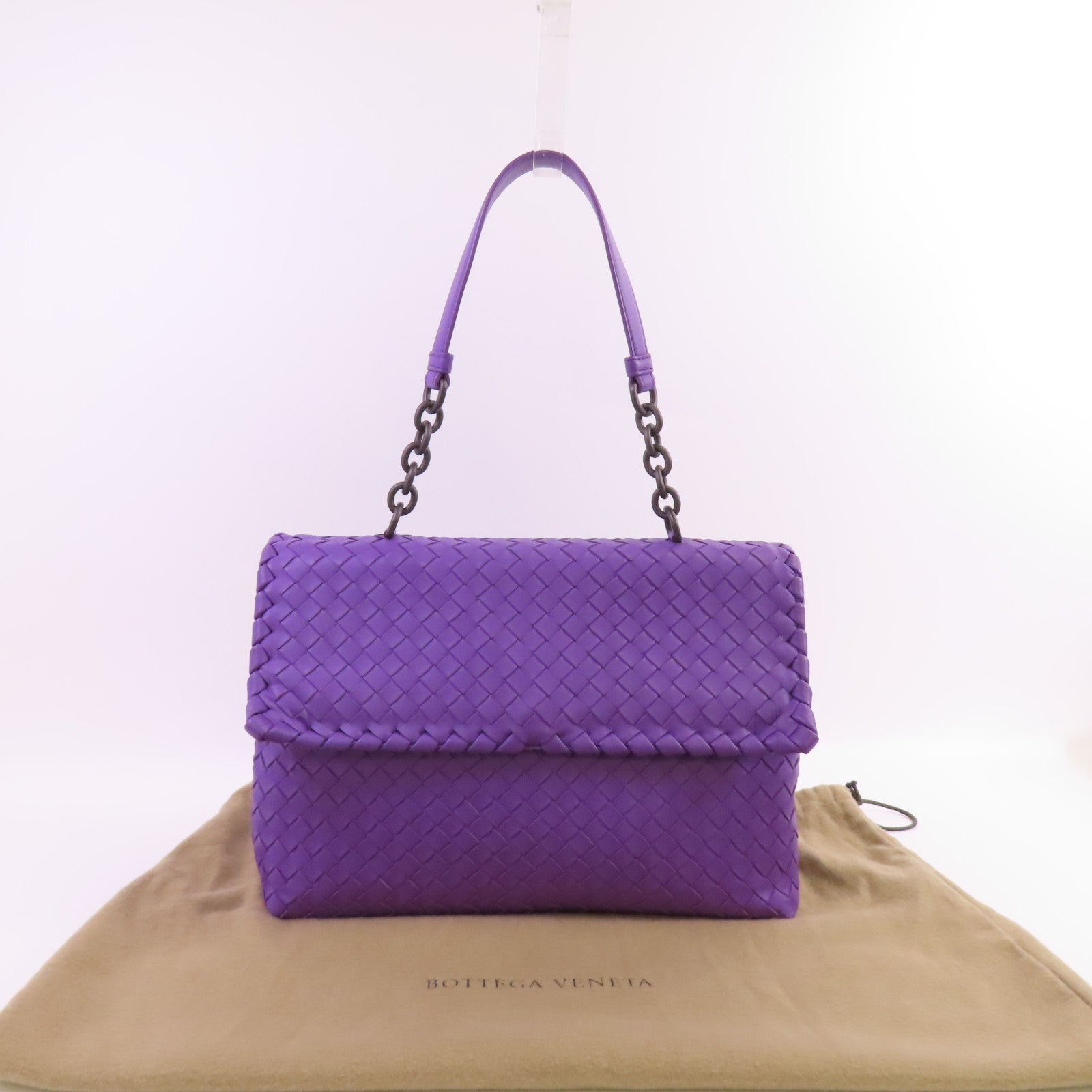BOTTEGA VENETA 織紋皮革Olimpia鏈帶手挽袋