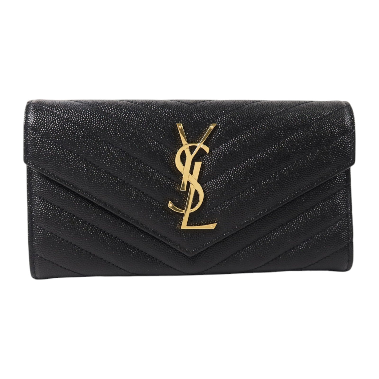 SAINT LAURENT 牛皮皮革Cassandre Matelasse Large Flap Wallet金扣長錢包