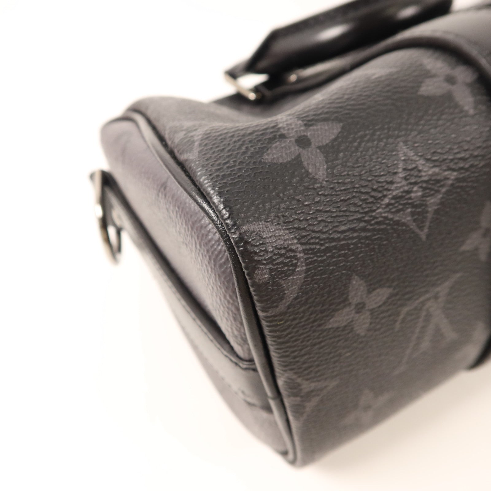 LOUIS VUITTON Monogram Eclipse Keepall Bandouliere 25銀扣手挽肩背兩用袋