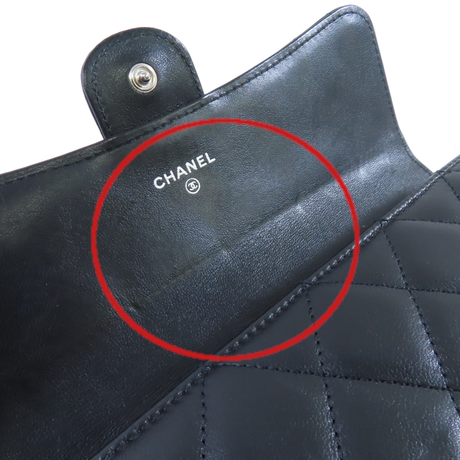 CHANEL 羊皮皮革Long Wallet銀扣長錢包黑色
