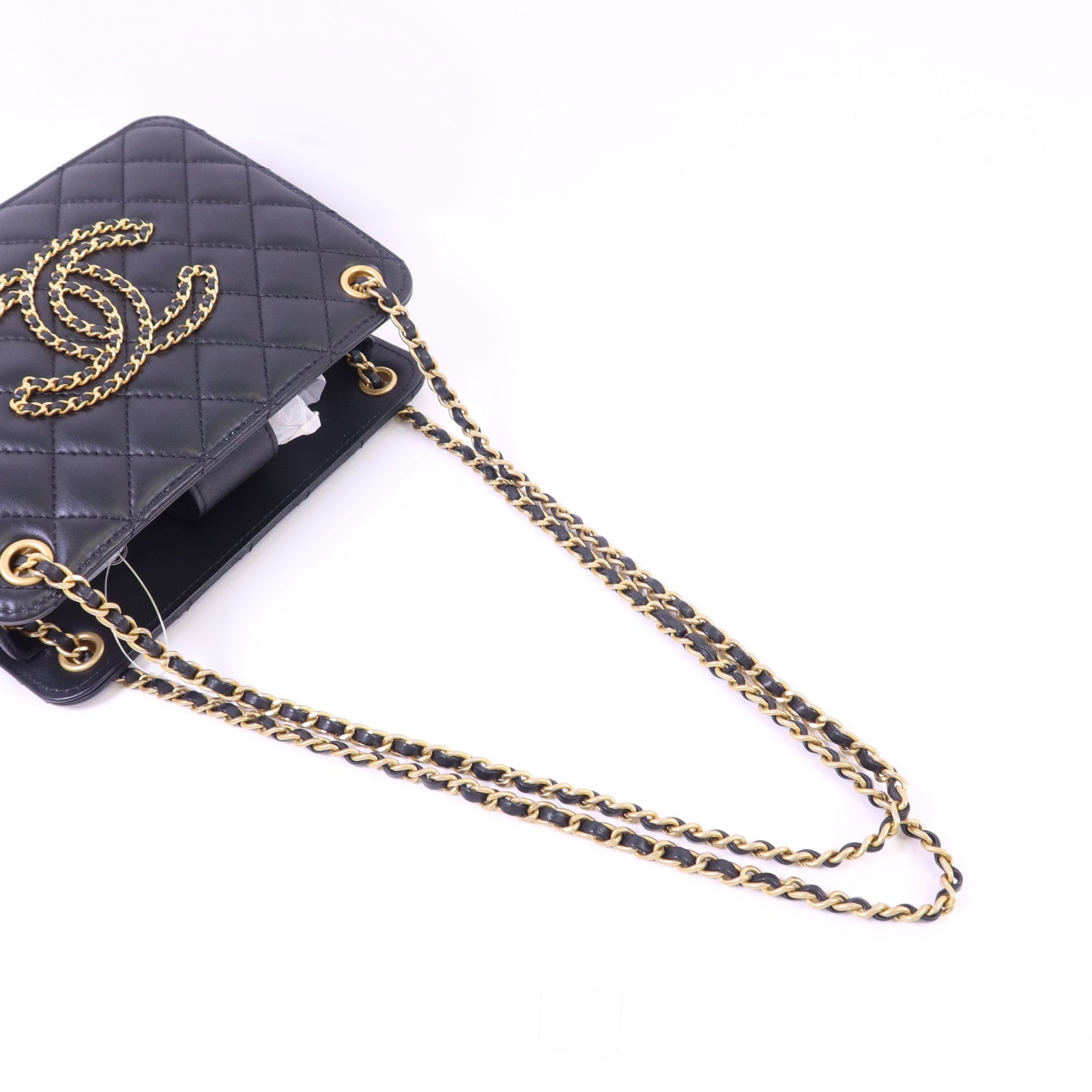 CHANEL 牛皮皮革Chain Shoulder Bag金扣鏈帶肩背袋