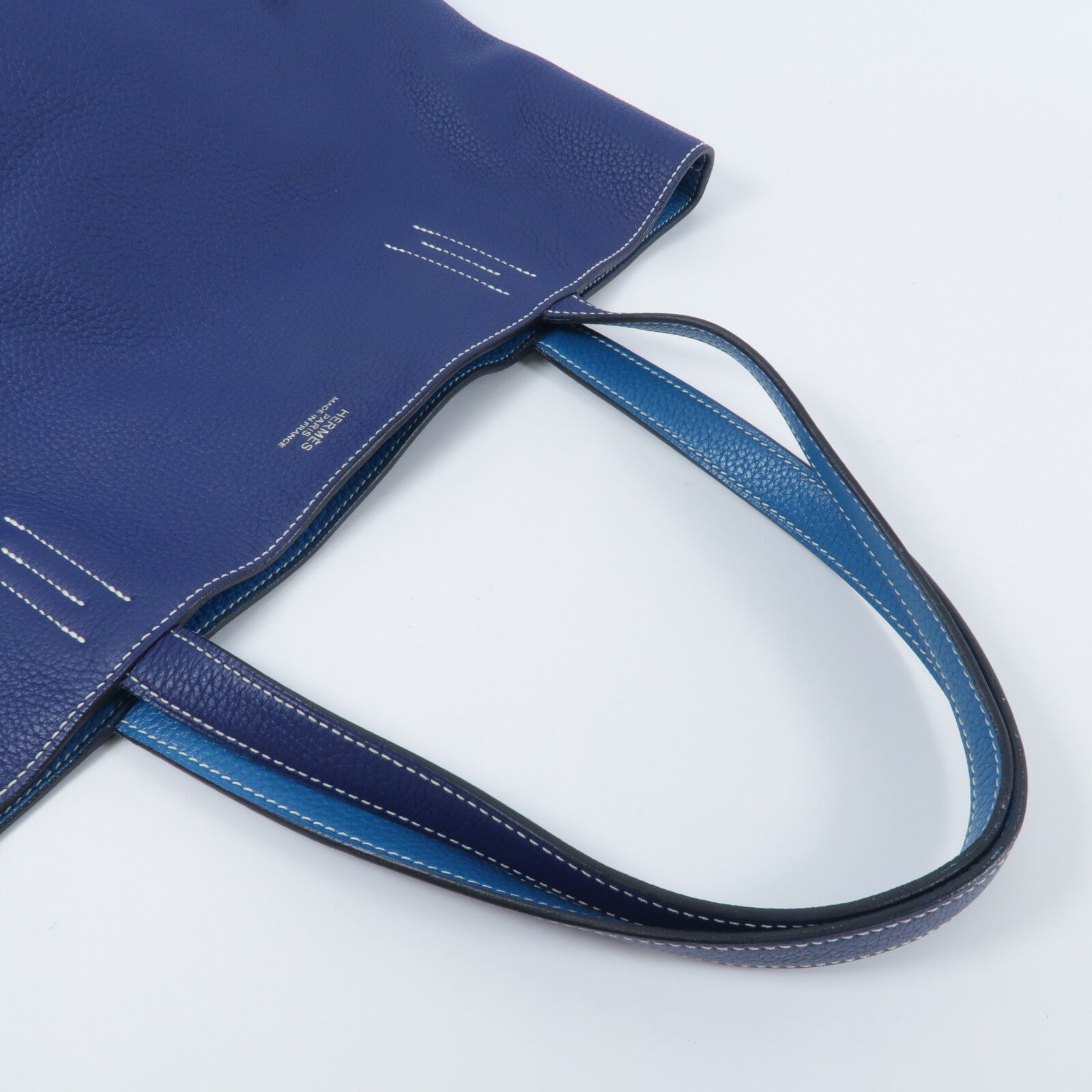 HERMES Clemence皮革Double Sens肩背袋Bleu Nuit/Bleu Izmir