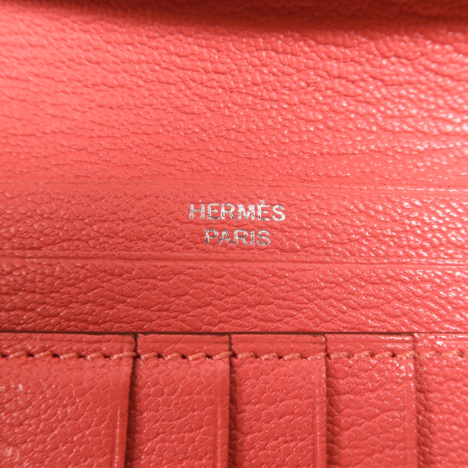 HERMES Chevre皮革Bearn Compact Wallet銀扣錢包Rose Azalee