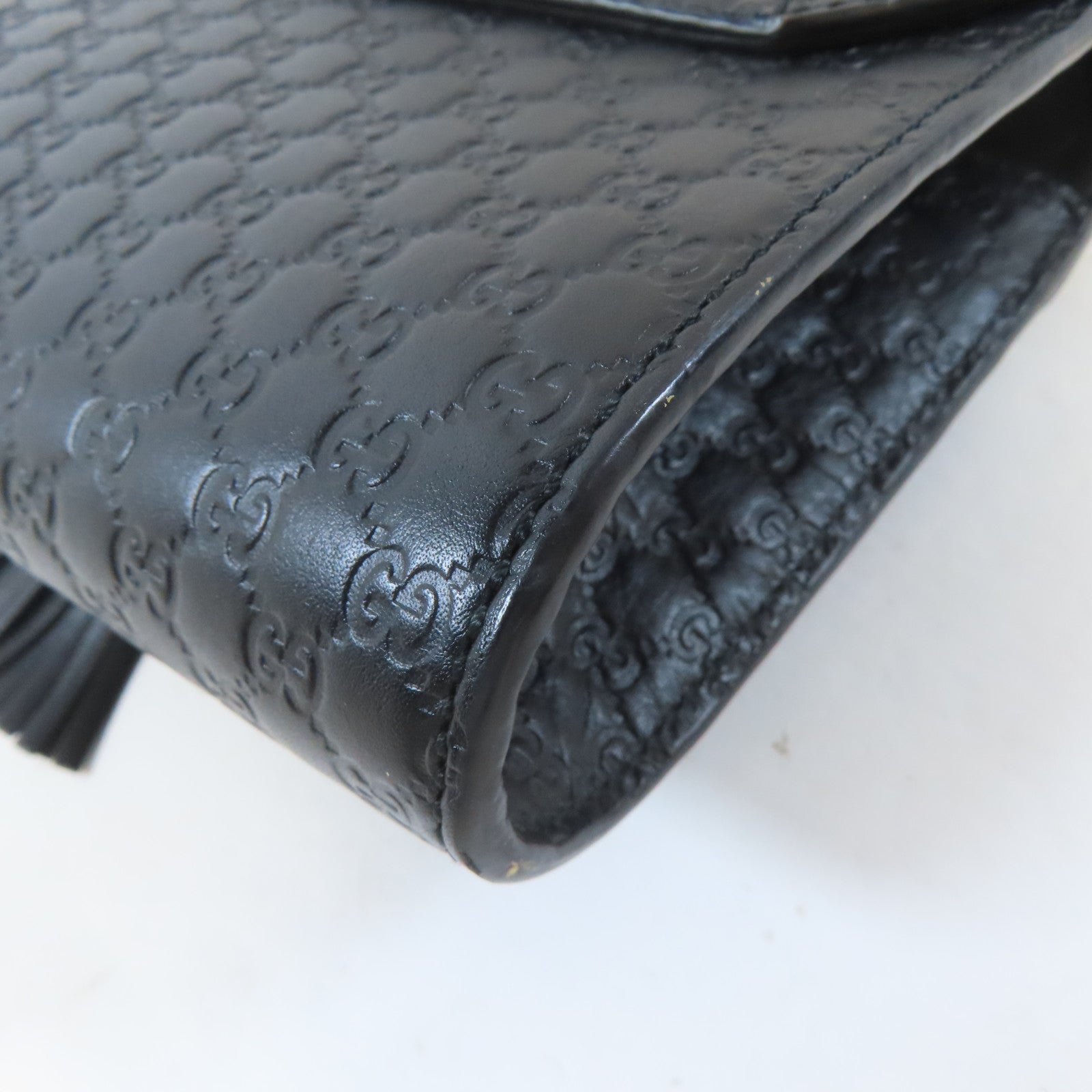 GUCCI 牛皮皮革Guccissima Mini Emily Shoulder金扣鏈帶肩背袋黑色