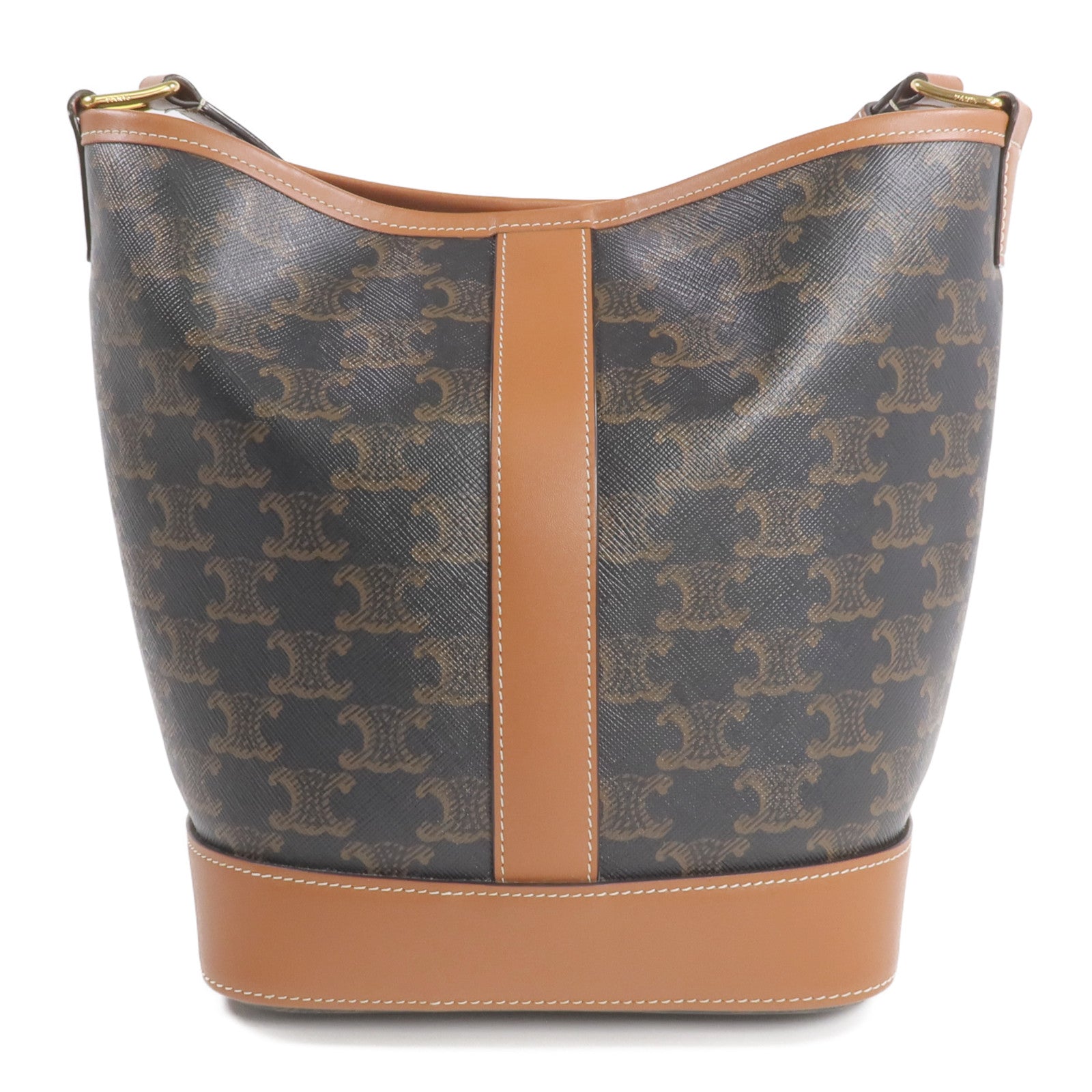CELINE 塗層帆布Triomphe Bucket金扣肩背袋