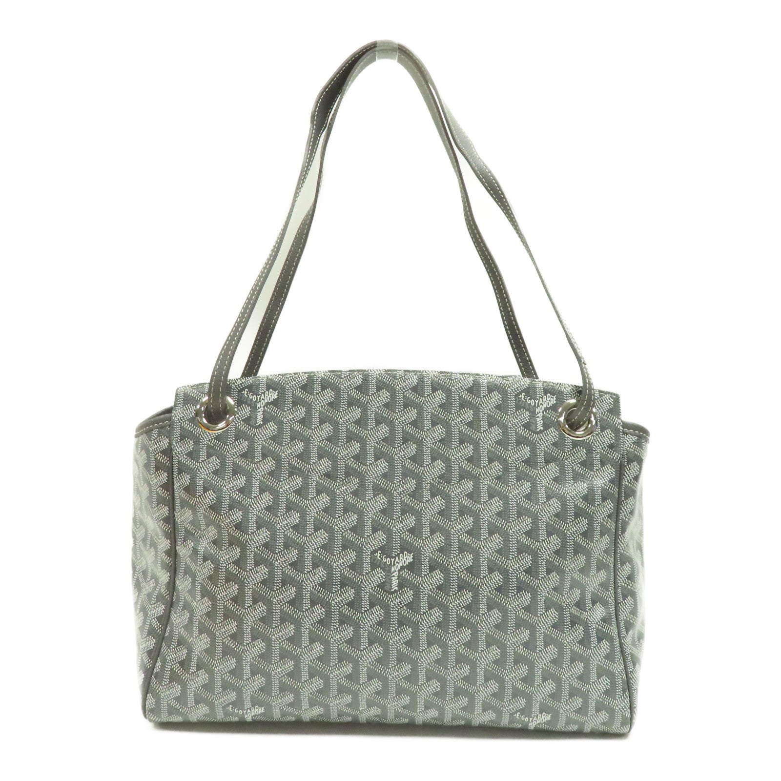 GOYARD 塗層帆布Sac Rouette Souple PM銀扣肩背袋灰色