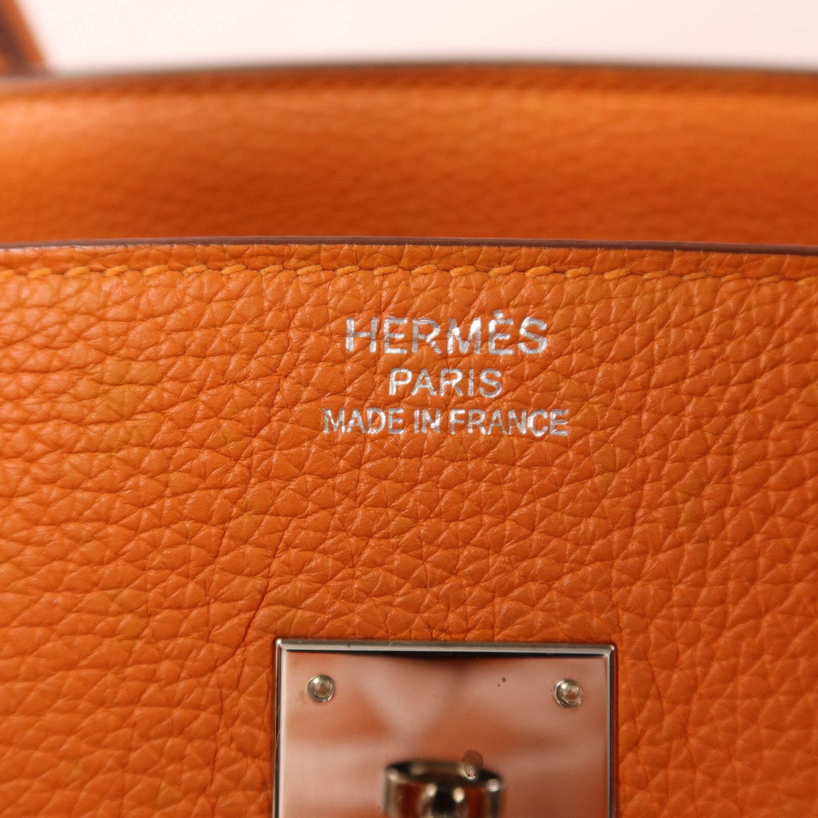 HERMES Togo皮革Birkin 35銀扣手挽袋Orange