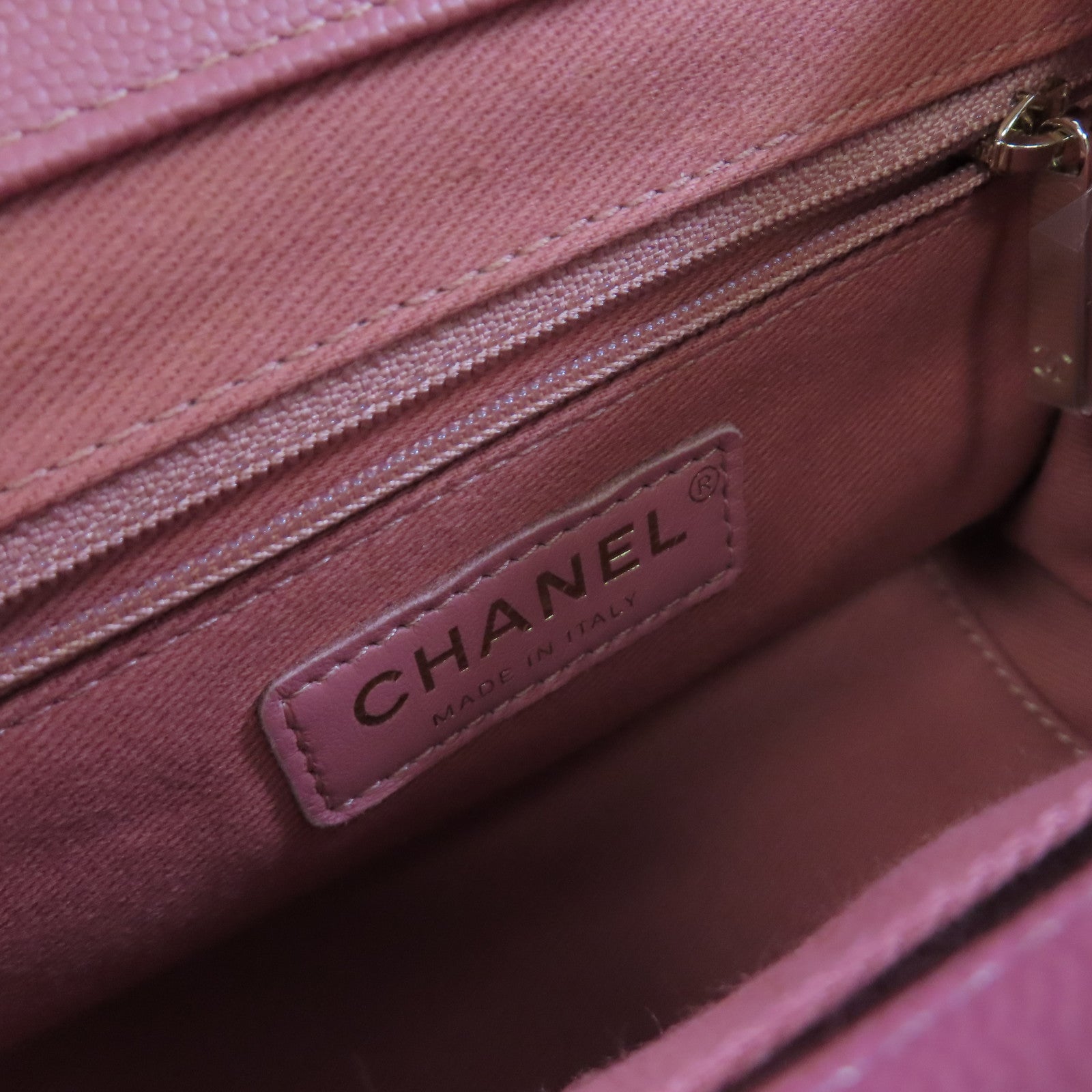 CHANEL 菱格Caviar皮革Affinity 2Way Shoulder Bag金扣鏈帶肩背袋粉紅色