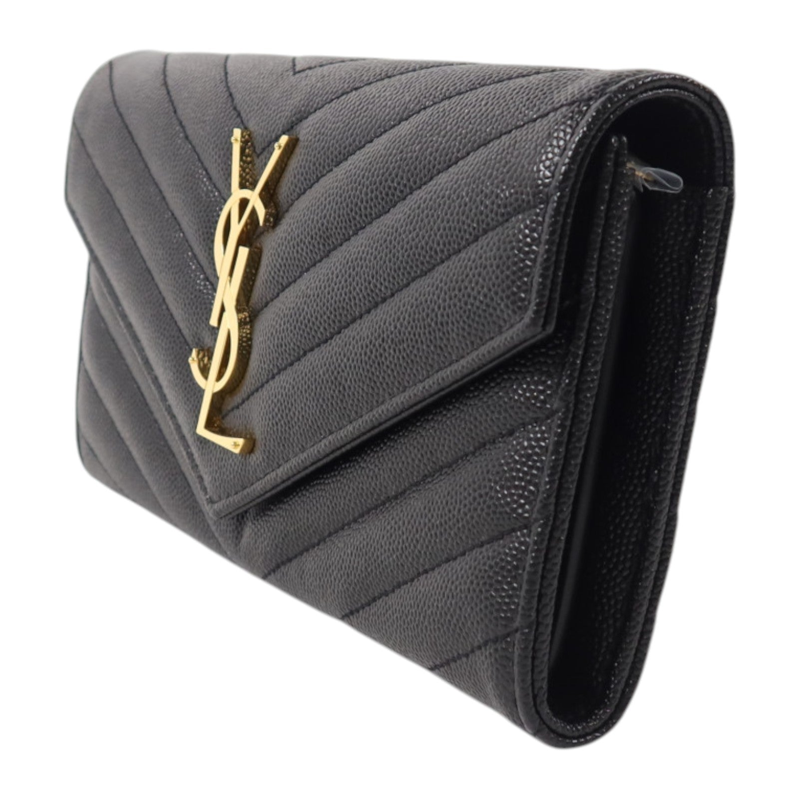 SAINT LAURENT 牛皮皮革Cassandre Matelasse Large Flap Wallet金扣長錢包