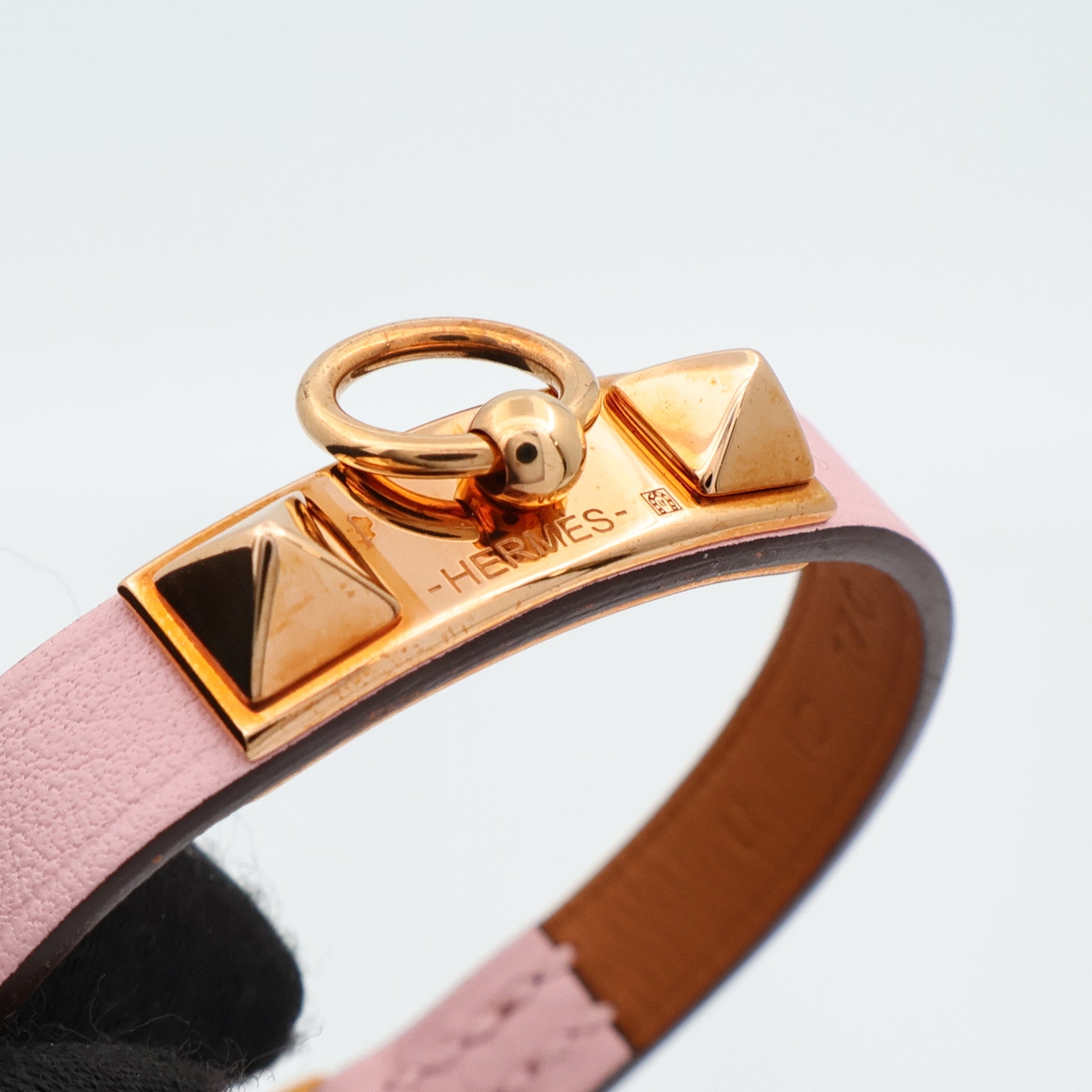HERMES Swift皮革Rivale Tour Bracelet手鏈Rose Sakura