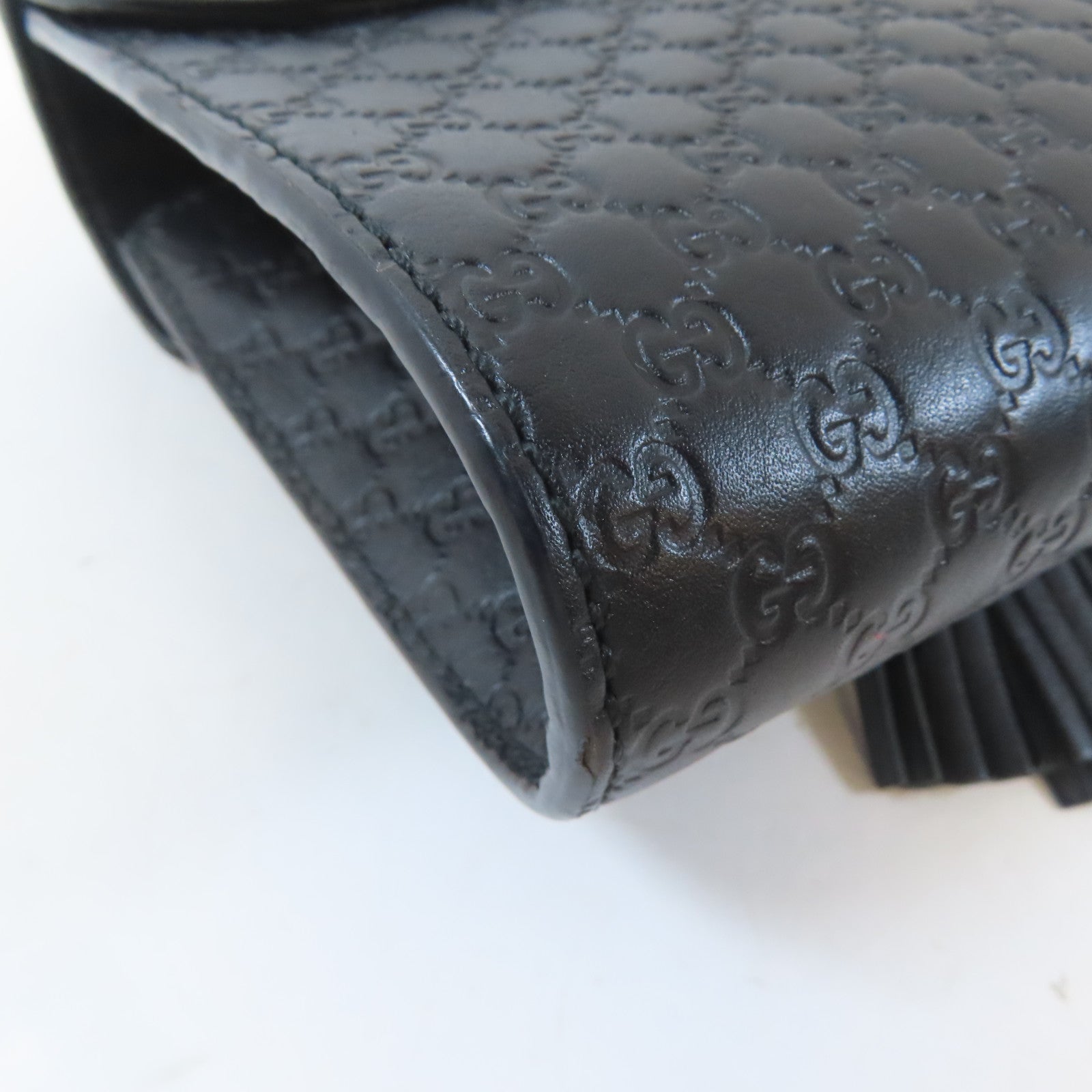 GUCCI 牛皮皮革Guccissima Mini Emily Shoulder金扣鏈帶肩背袋黑色