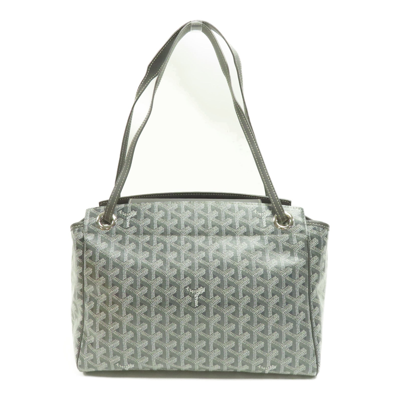 GOYARD 塗層帆布Sac Rouette Souple PM銀扣肩背袋灰色
