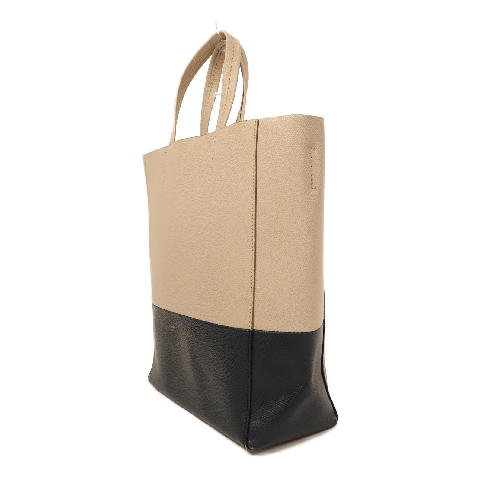 CELINE 牛皮皮革Tote Bag金扣手挽肩背兩用袋米色/藍色