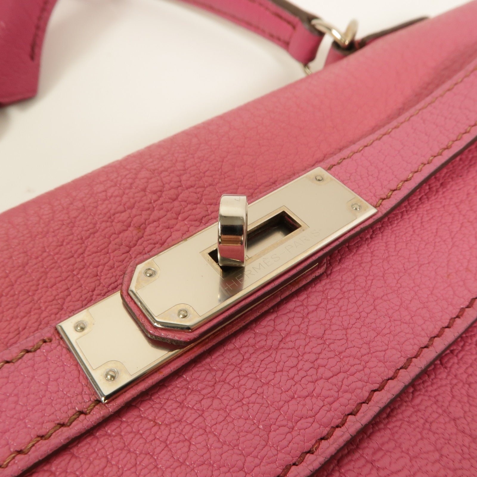 HERMES Chevre皮革Kelly 32手挽肩背兩用袋Fuchsia