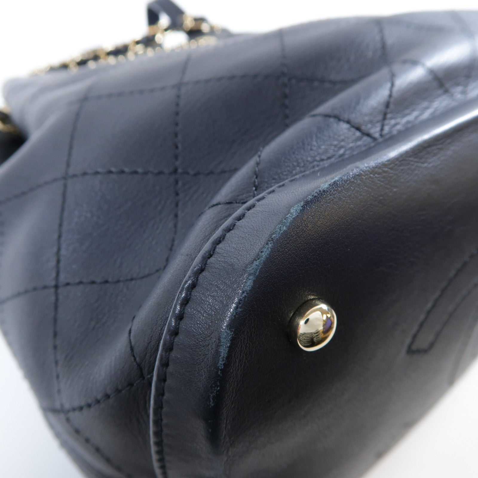 CHANEL 菱格牛皮皮革Chain Shoulder Bag金扣手挽肩背兩用袋黑色