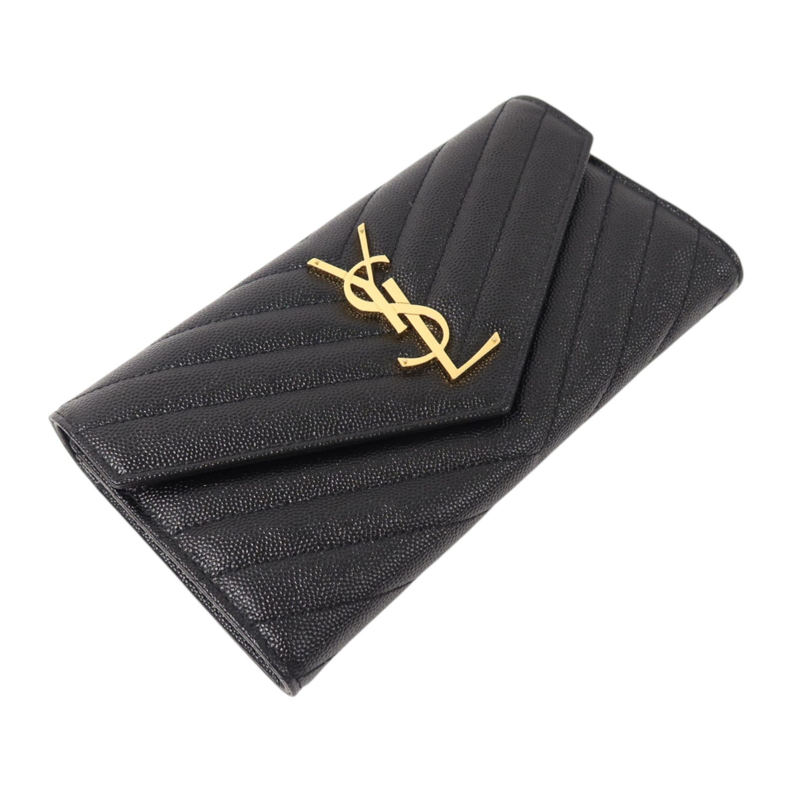 SAINT LAURENT 牛皮皮革Cassandre Matelasse Large Flap Wallet金扣長錢包