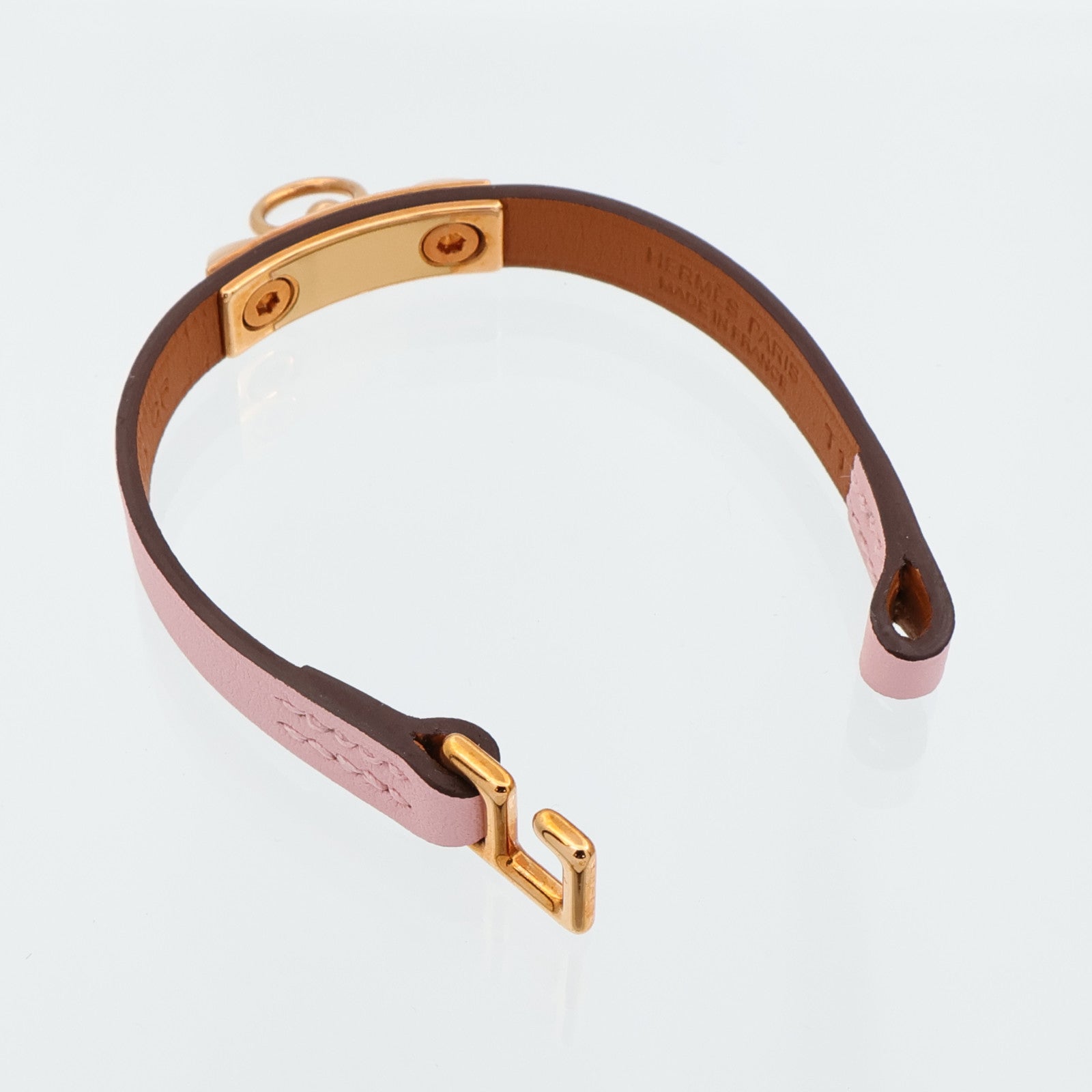 HERMES Swift皮革Rivale Tour Bracelet手鏈Rose Sakura