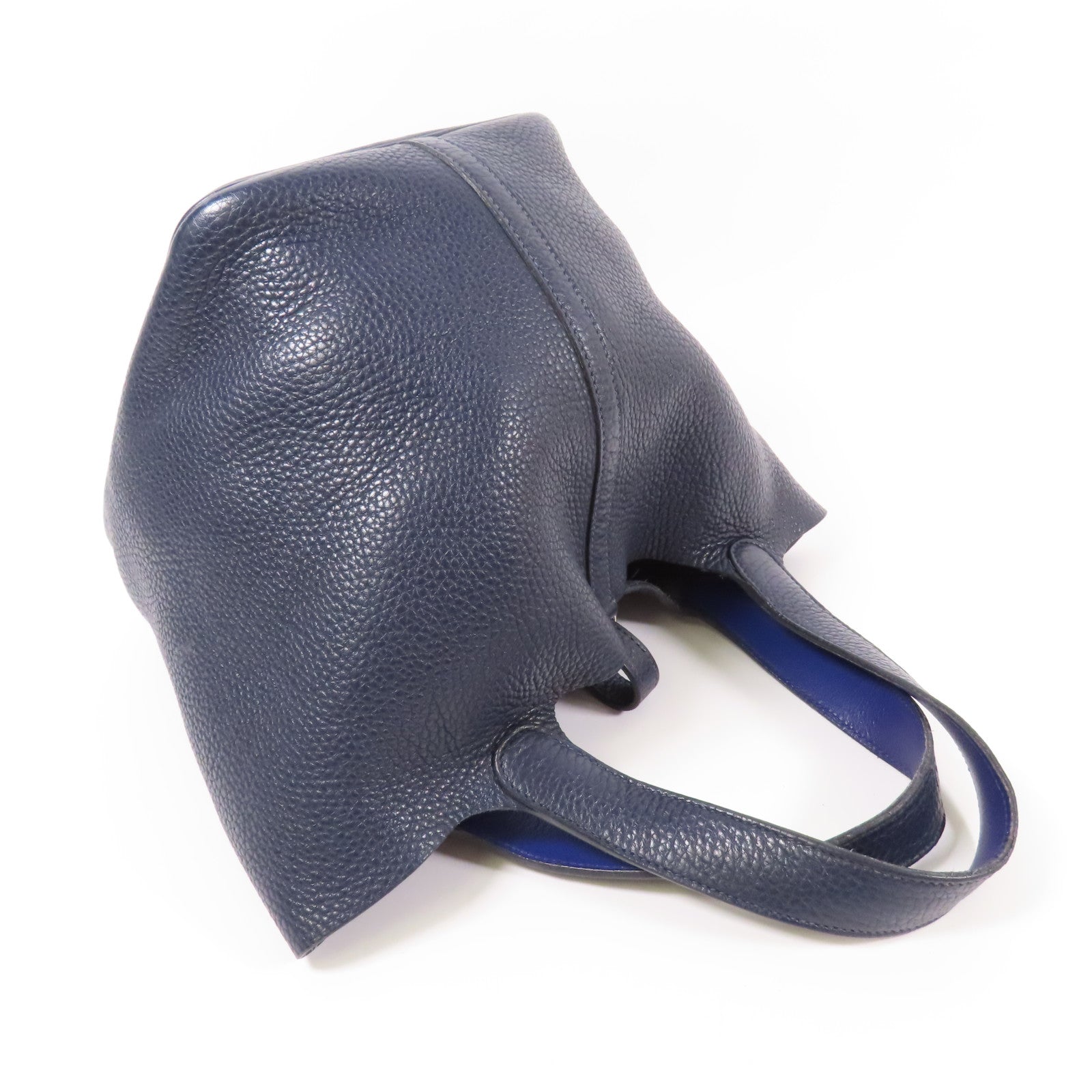 HERMES Clemence皮革Picotin MM銀扣肩背袋Blue Nuit