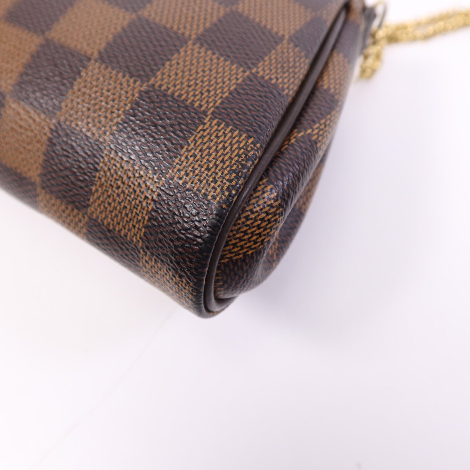 LOUIS VUITTON Damier Ebene金扣鏈帶肩背袋