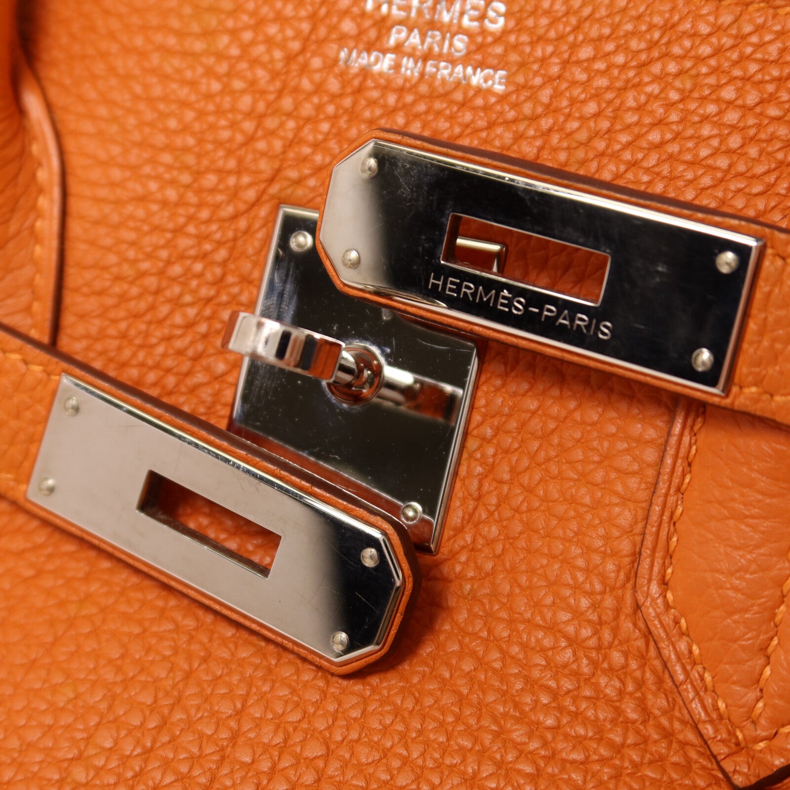 HERMES Togo皮革Birkin 35銀扣手挽袋Orange