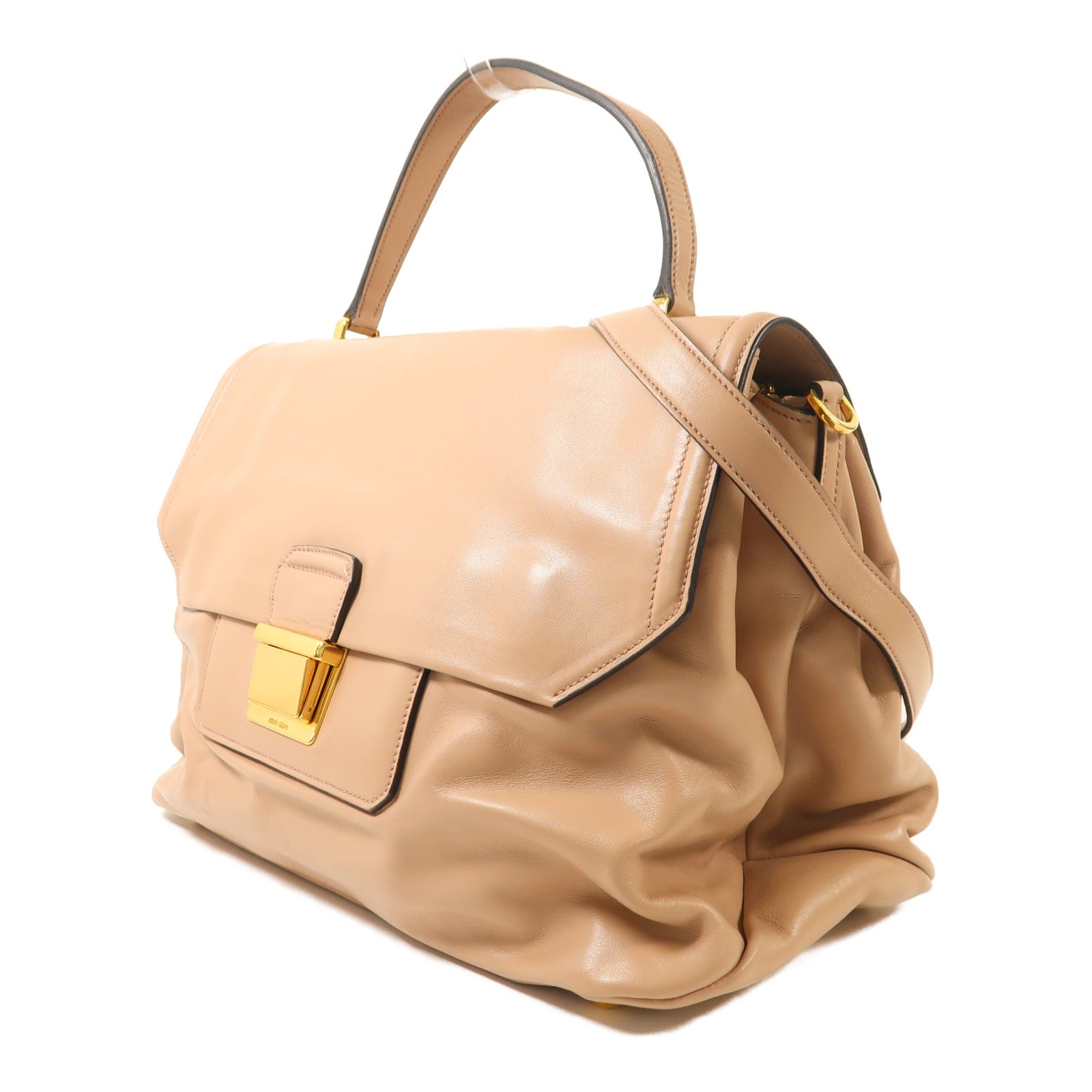 Miu Miu 【激減優惠】牛皮皮革2 Way Shoulder金扣手挽肩背兩用袋