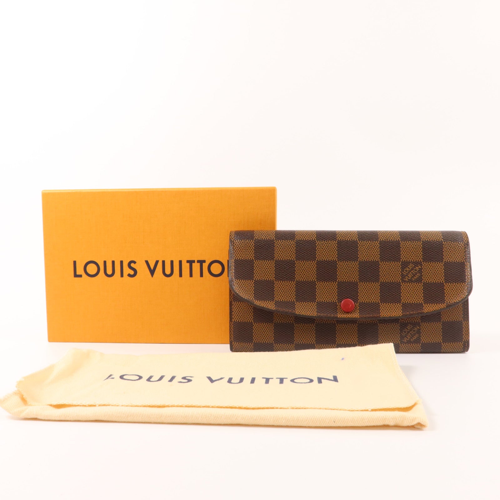 LOUIS VUITTON Damier Portefeuille Emilie Long Wallet金扣長錢包