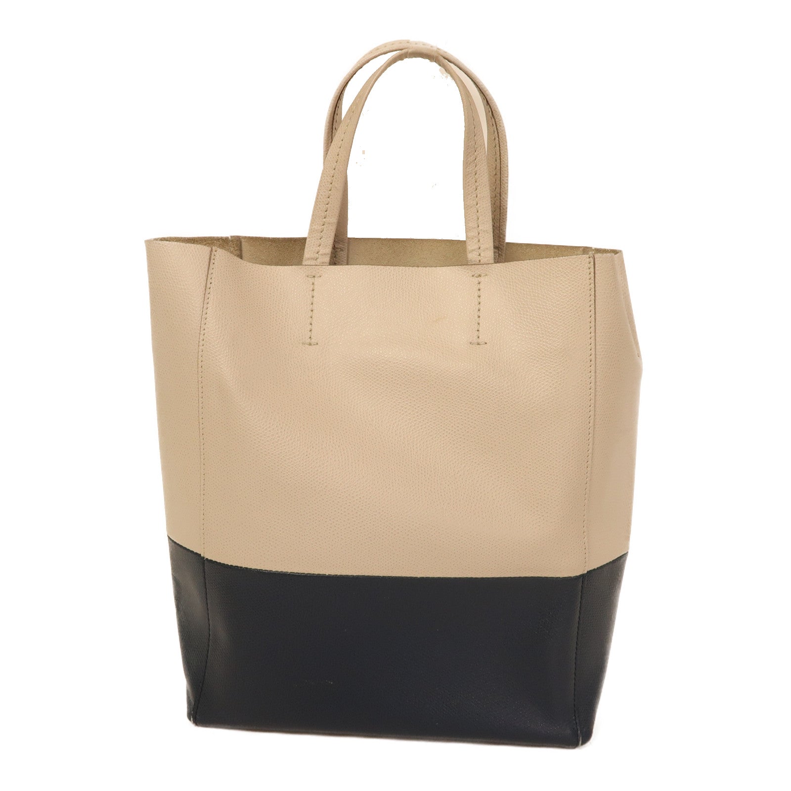 CELINE 牛皮皮革Tote Bag金扣手挽肩背兩用袋米色/藍色