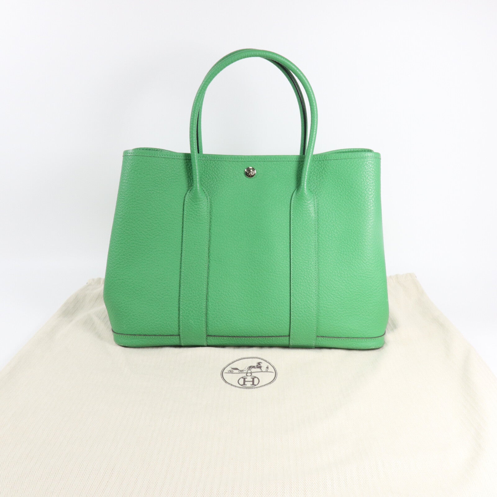 HERMES Country皮革Garden Party PM手挽袋Bamboo