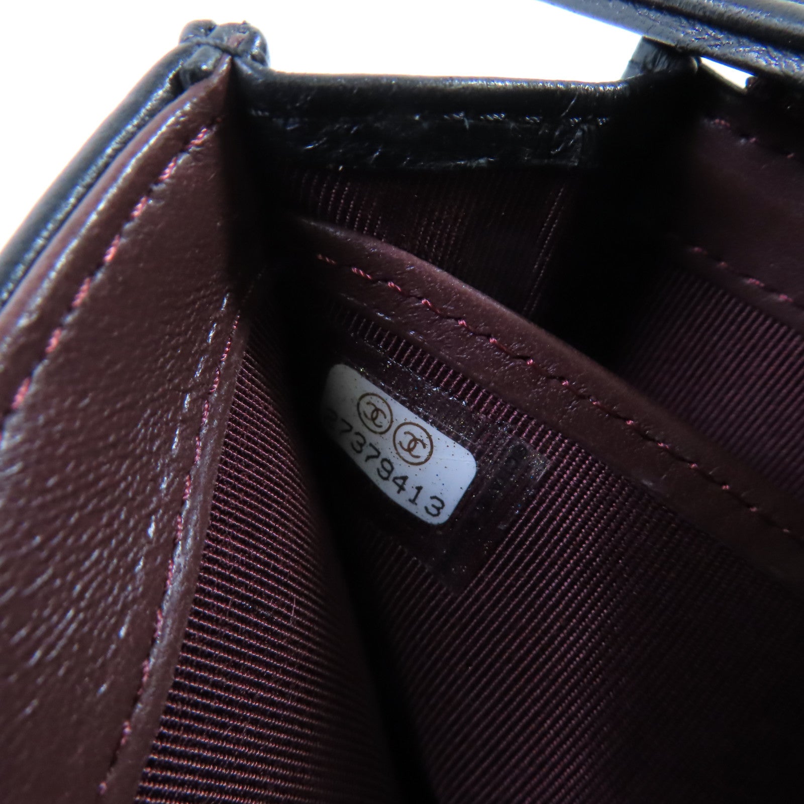 CHANEL 羊皮皮革Long Wallet銀扣長錢包黑色