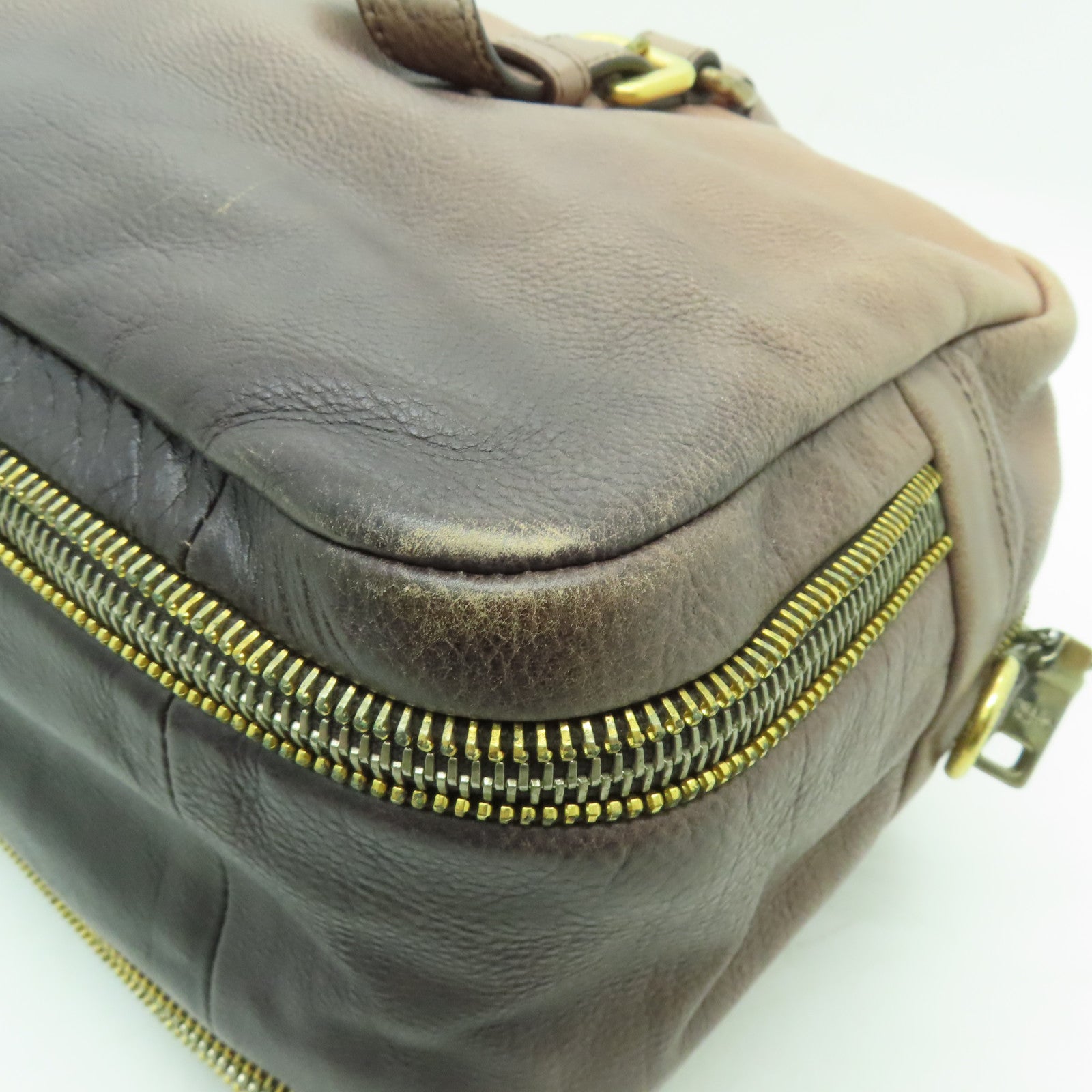 PRADA 【清倉大減價】牛皮皮革2way Shoulder Bag金扣手拿包米色/灰色